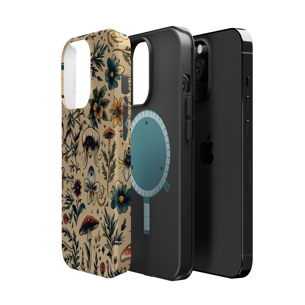 Vintage Botanical Mushroom Phone Case – MagSafe-Compatible Cover