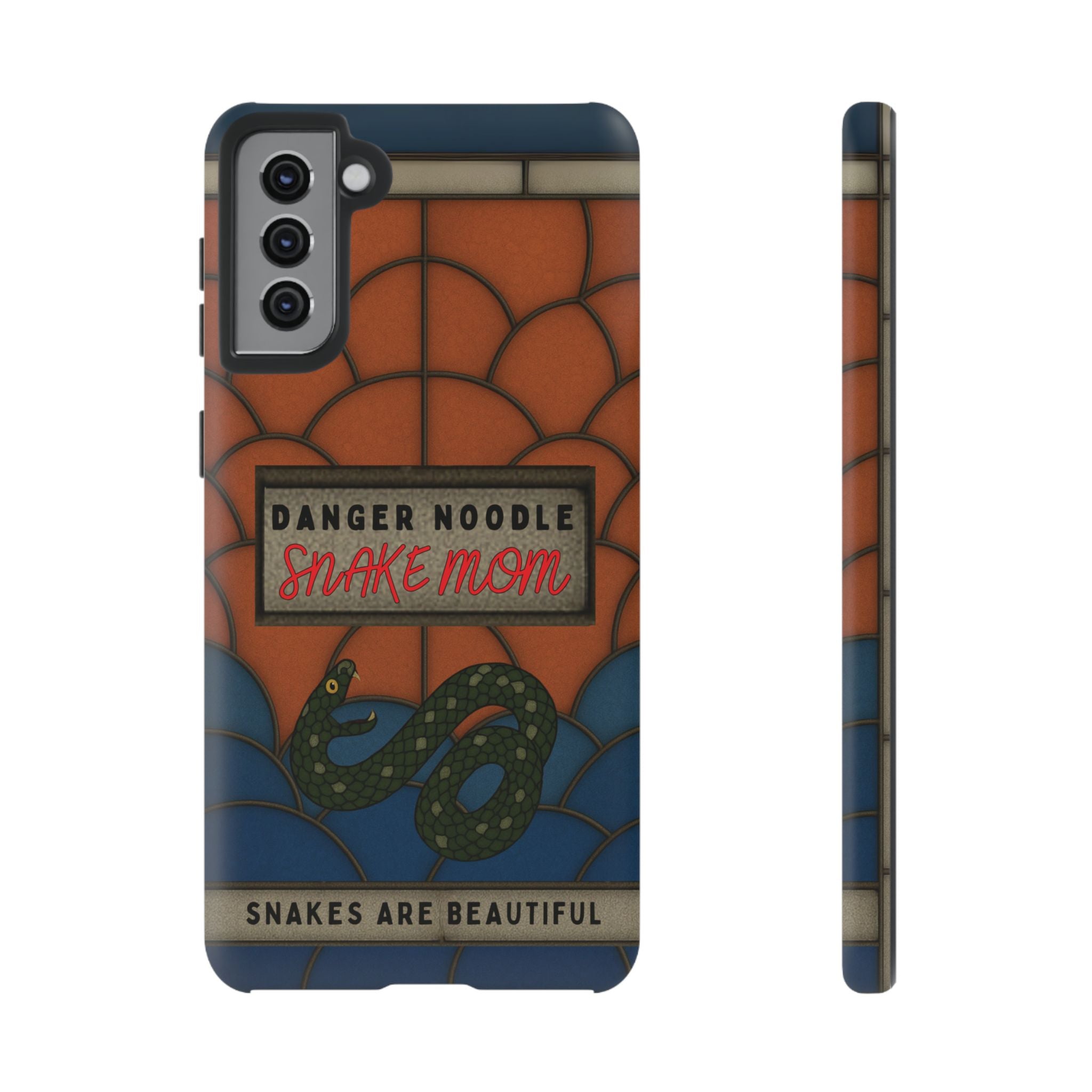 Danger Noodle Snake Mom Phone Case | Snakes Are Beautiful |Stained Glass Snake Art | Funny Snake Lover Gift |  Reptile Mom Phone Cover