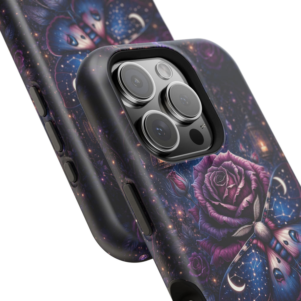 Mystical Rose & Moth Phone Case – Floral MagSafe-Compatible Cover