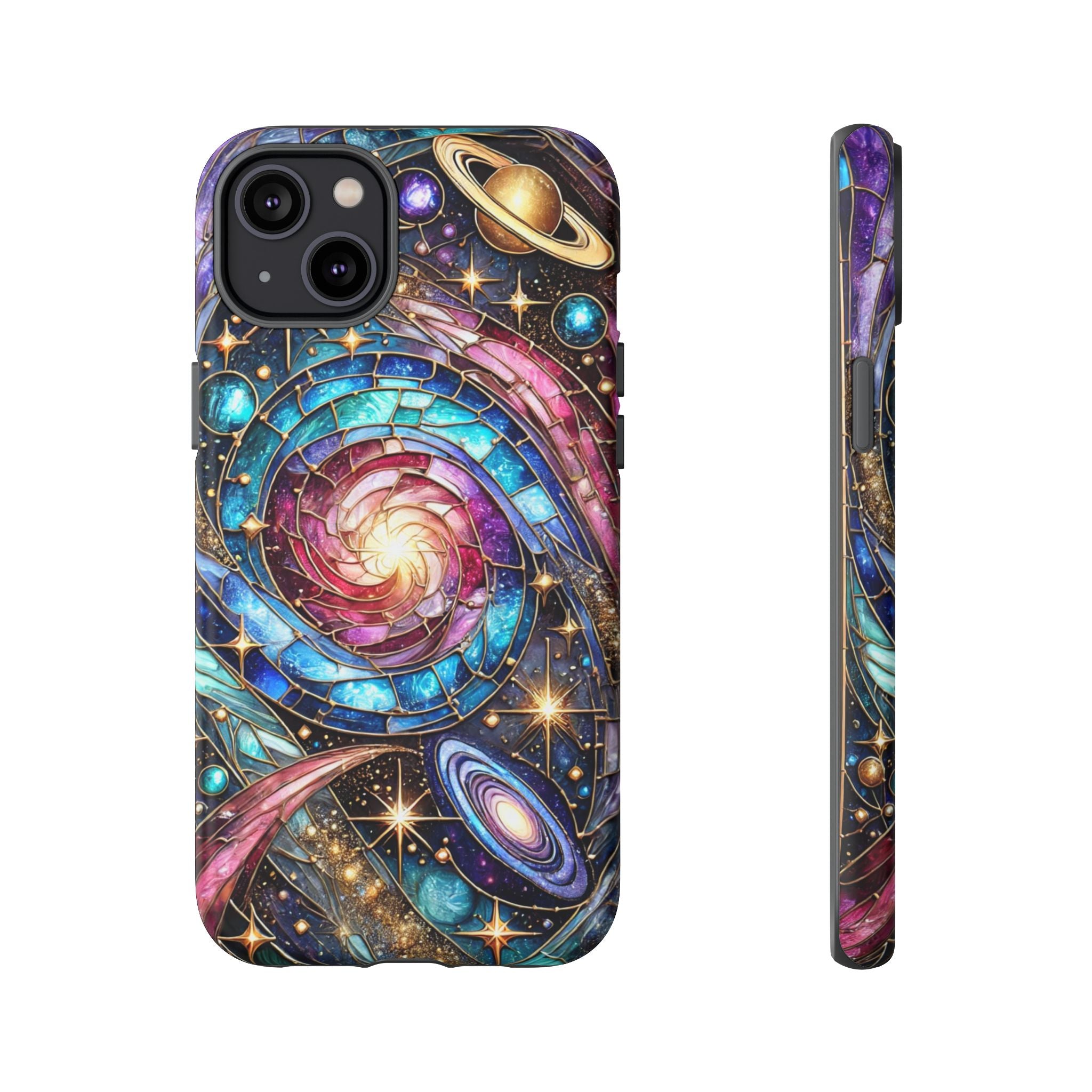 Galaxy Swirl Stained Glass Phone Case – Cosmic Celestial Cover
