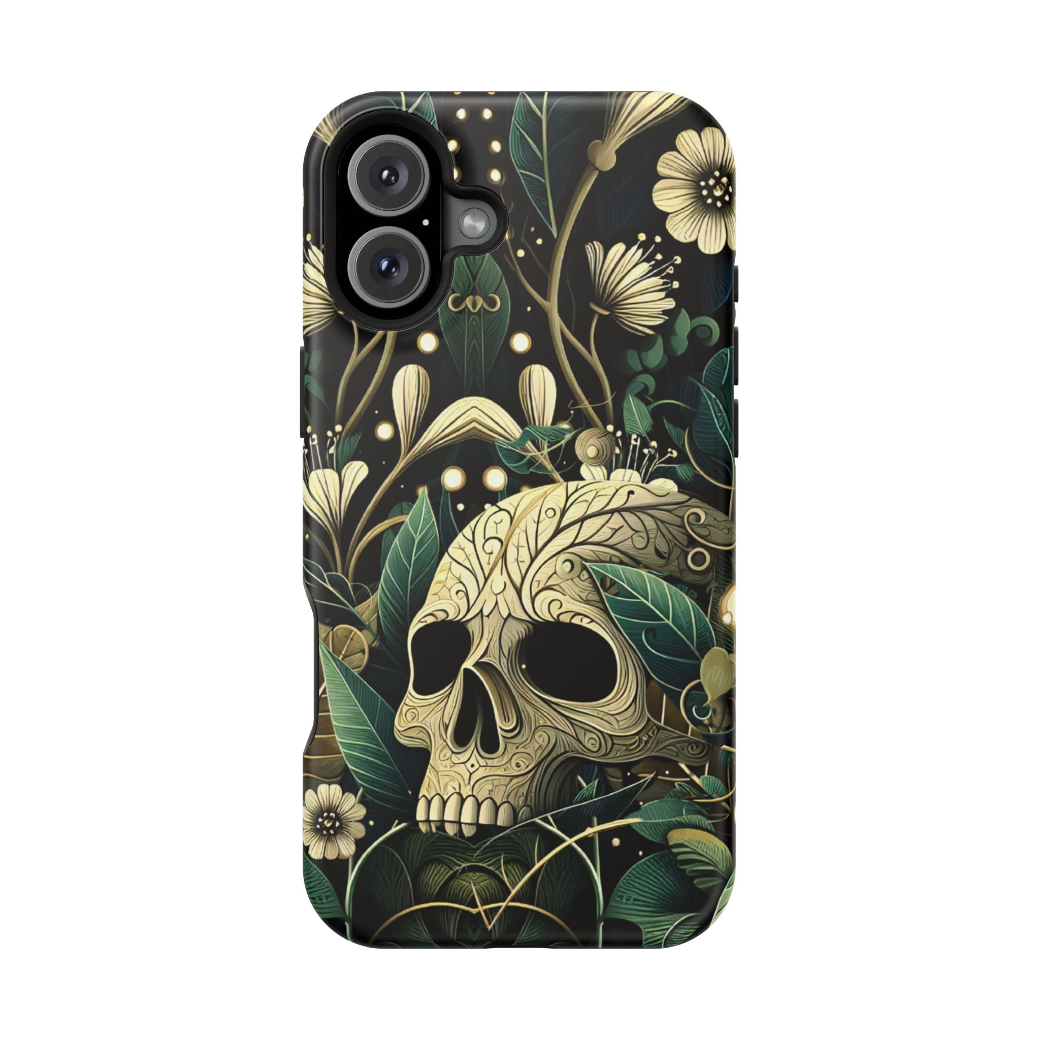 Floral Skull Phone Case – Botanical Gothic MagSafe-Compatible Cover