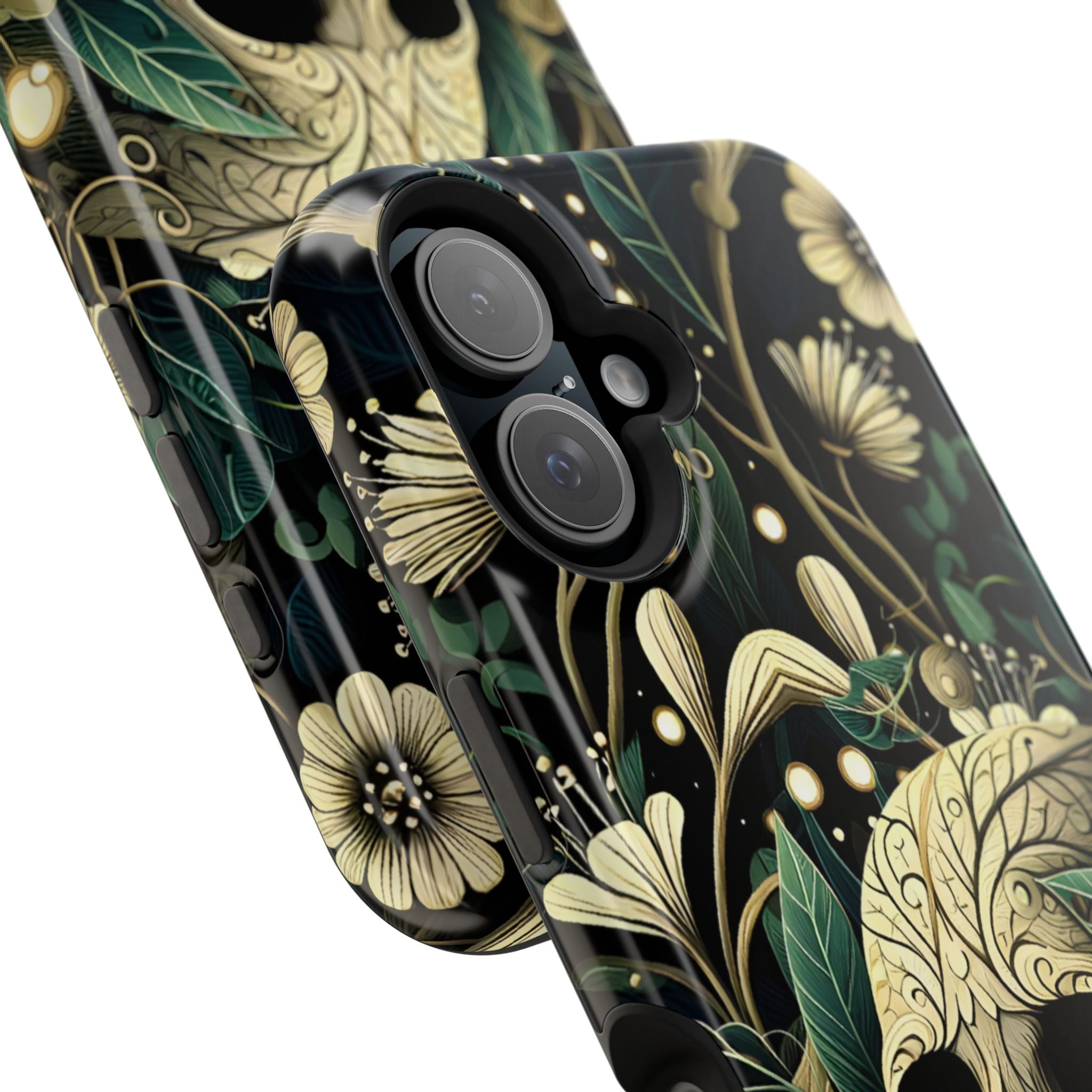 Floral Skull Phone Case – Botanical Gothic MagSafe-Compatible Cover