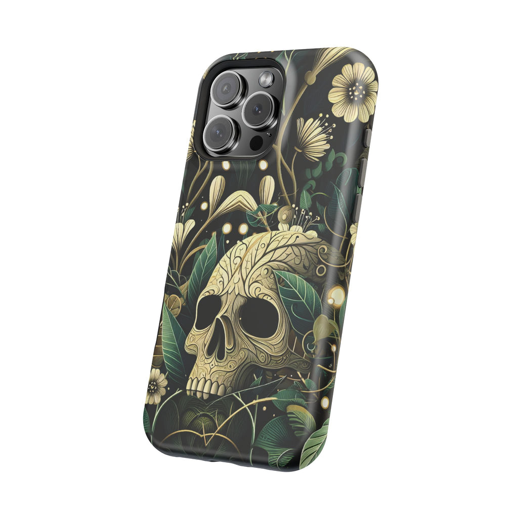 Floral Skull Phone Case – Botanical Gothic MagSafe-Compatible Cover