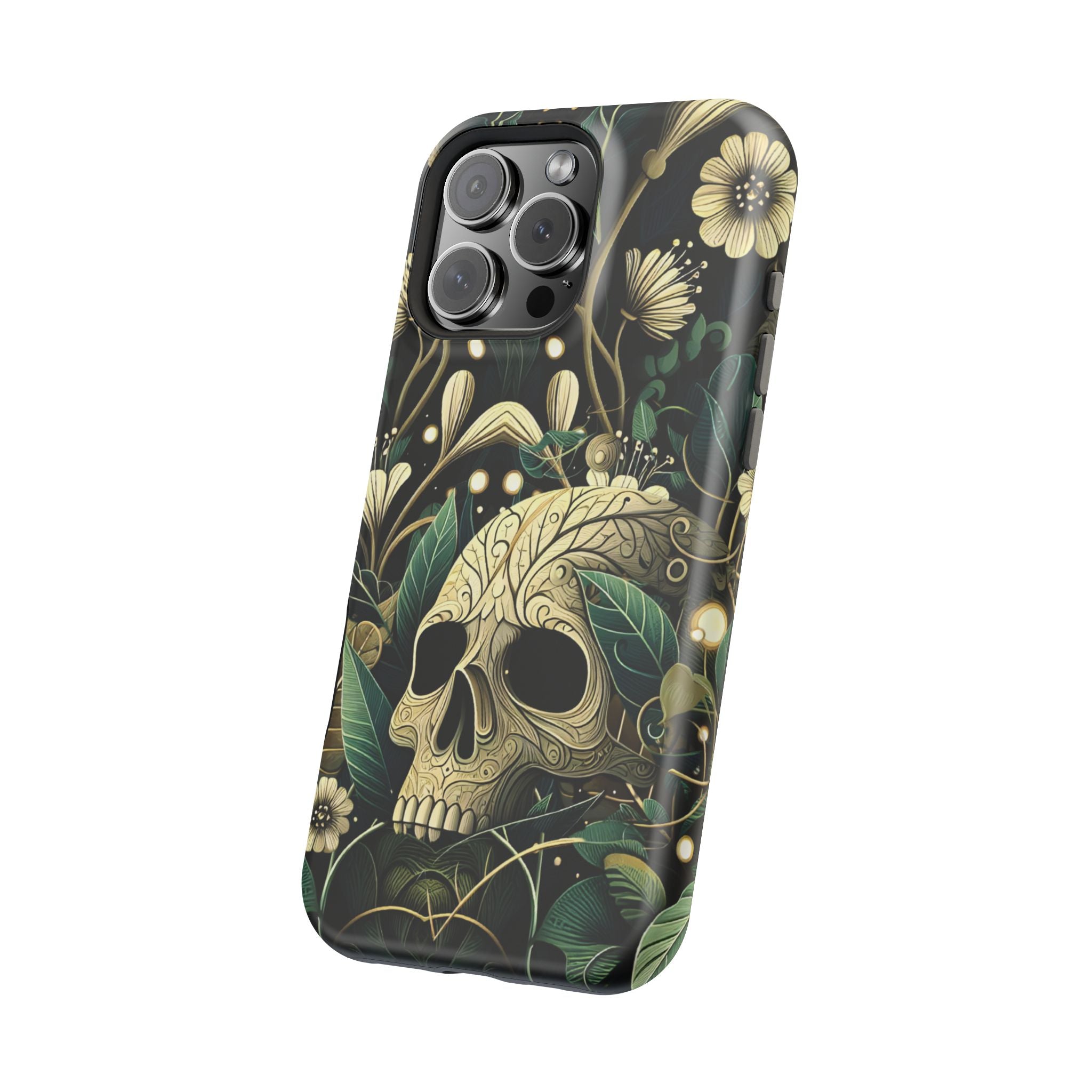 Floral Skull Phone Case – Botanical Gothic MagSafe-Compatible Cover