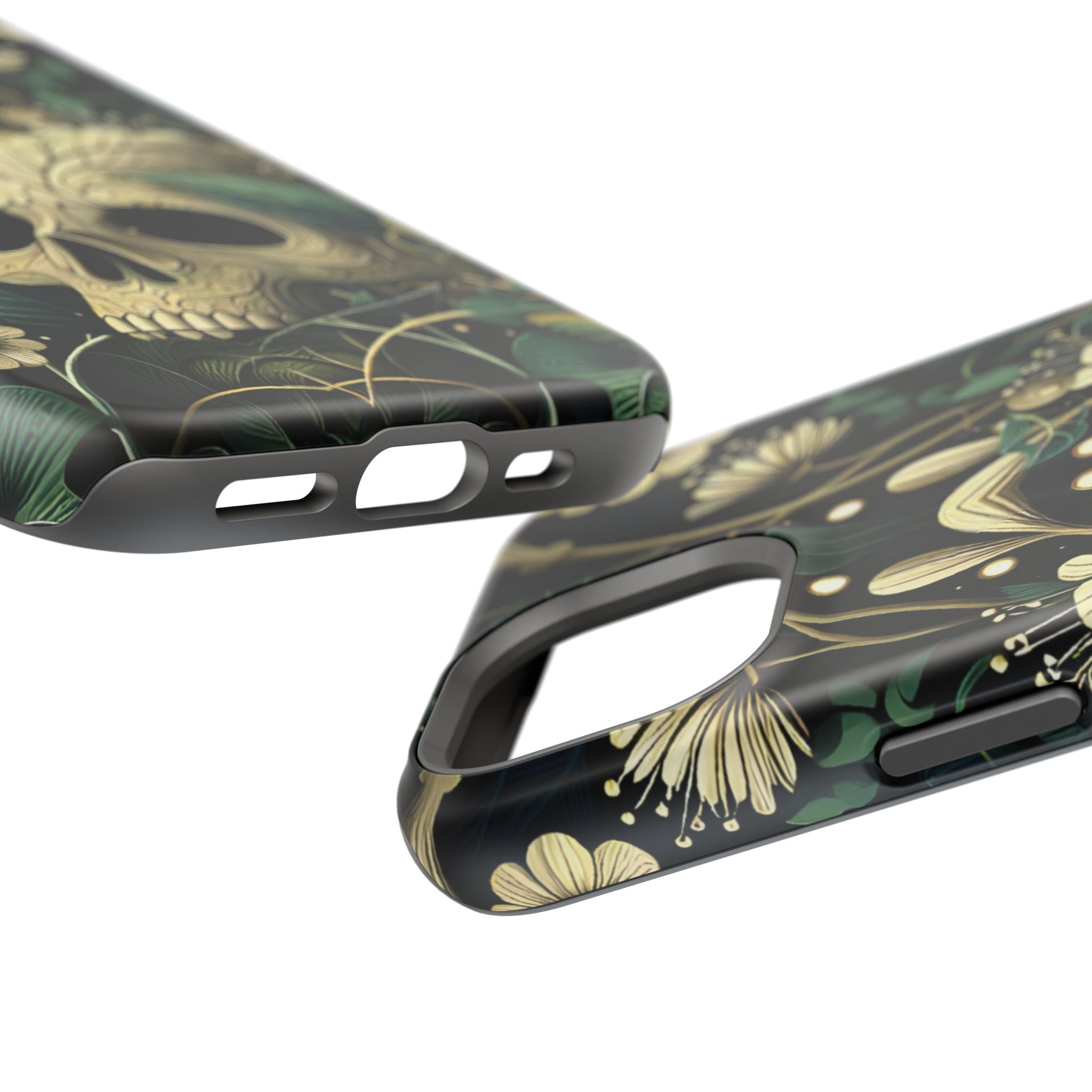 Floral Skull Phone Case – Botanical Gothic MagSafe-Compatible Cover