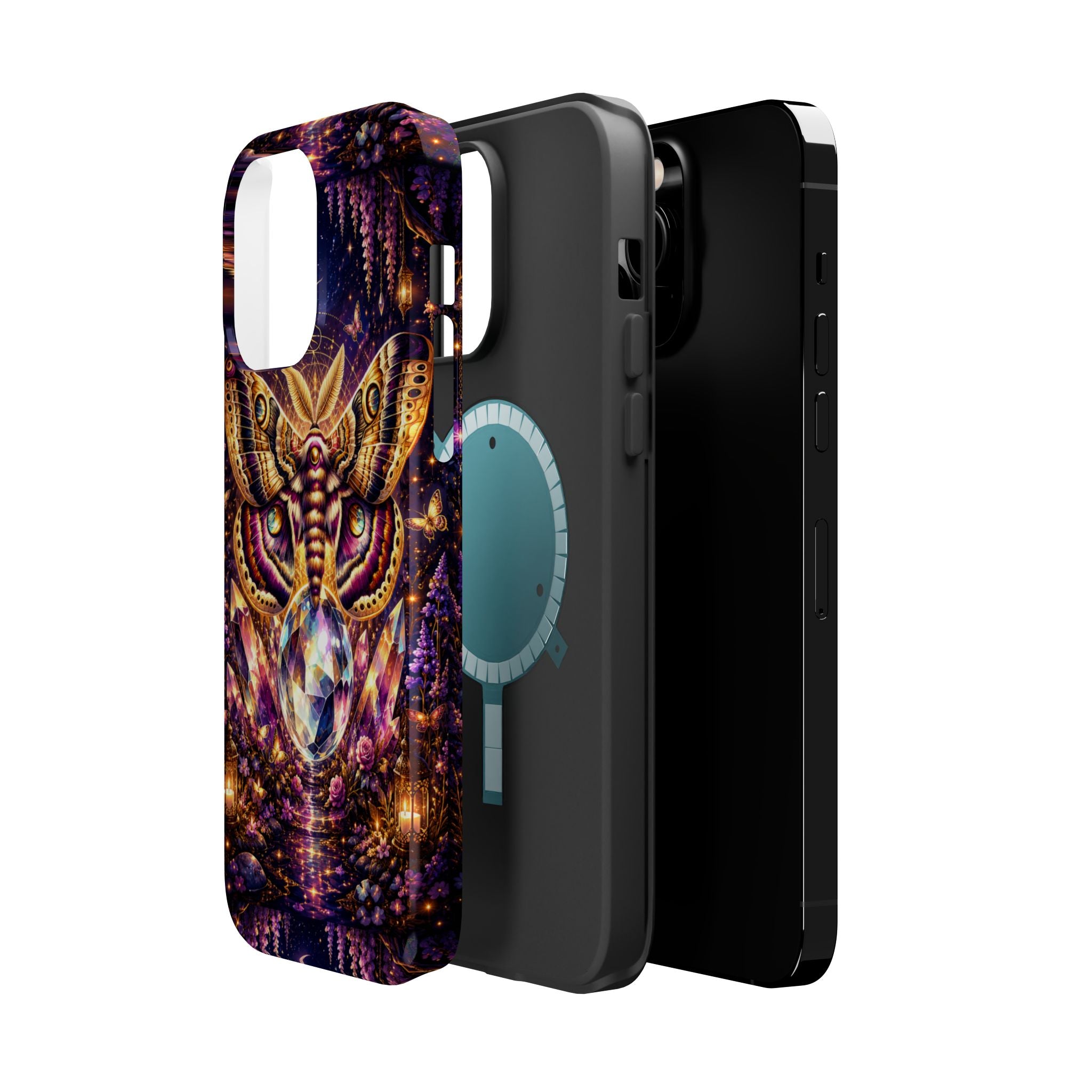 Mystic Moth Crystal Phone Case – Jewel-Toned MagSafe-Compatible Cover
