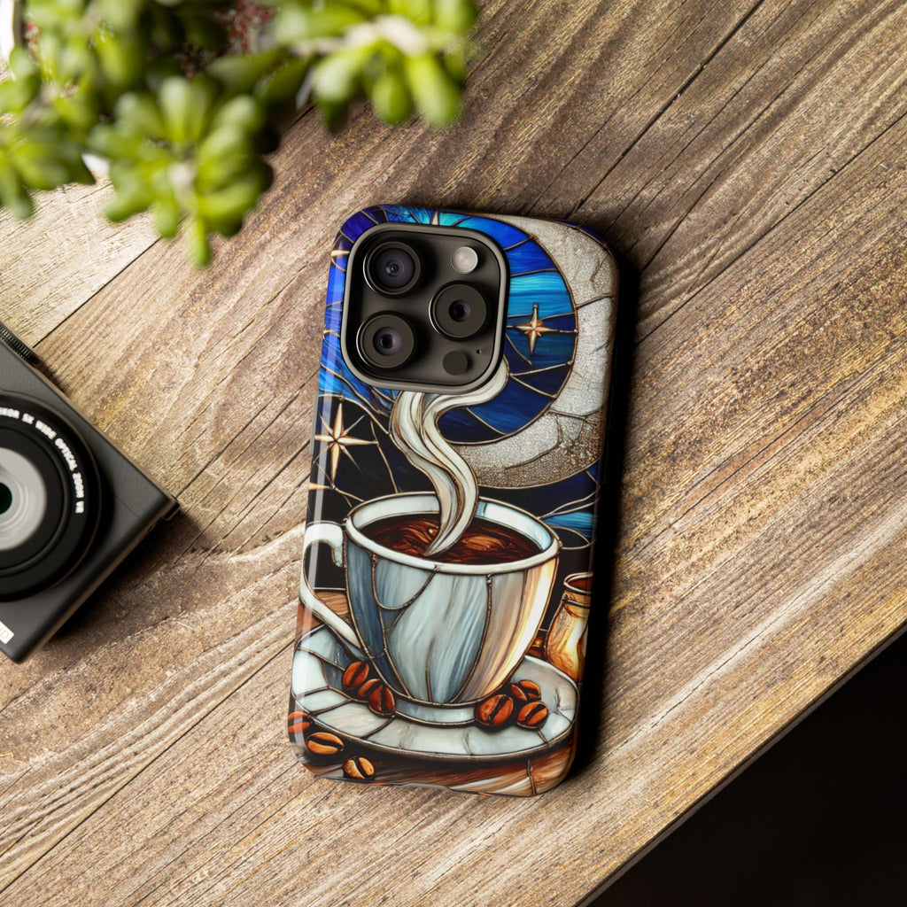 Stained Glass Coffee Phone Case – Cozy Artistic Design for Coffee Lovers