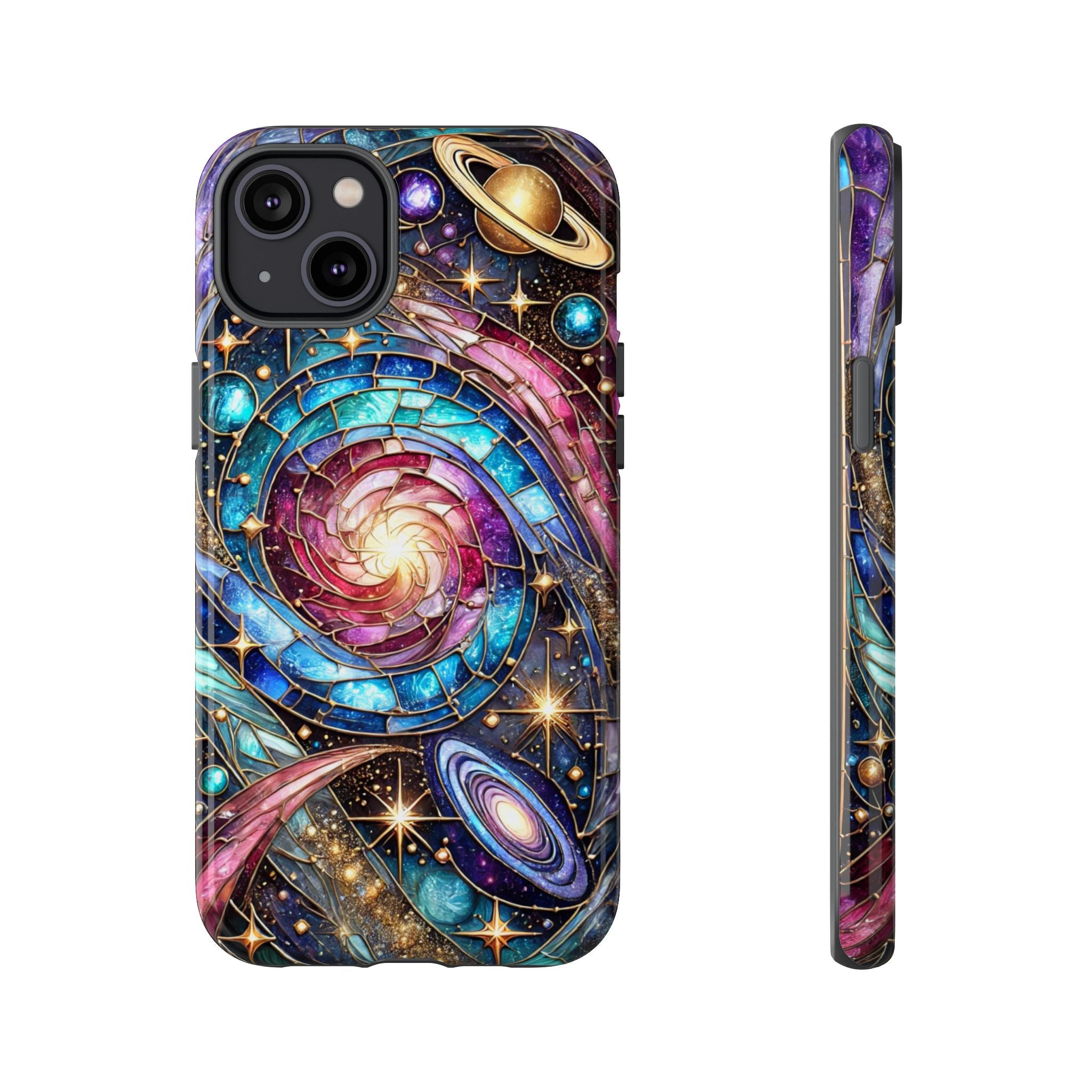 Galaxy Swirl Stained Glass Phone Case – Cosmic Celestial Cover
