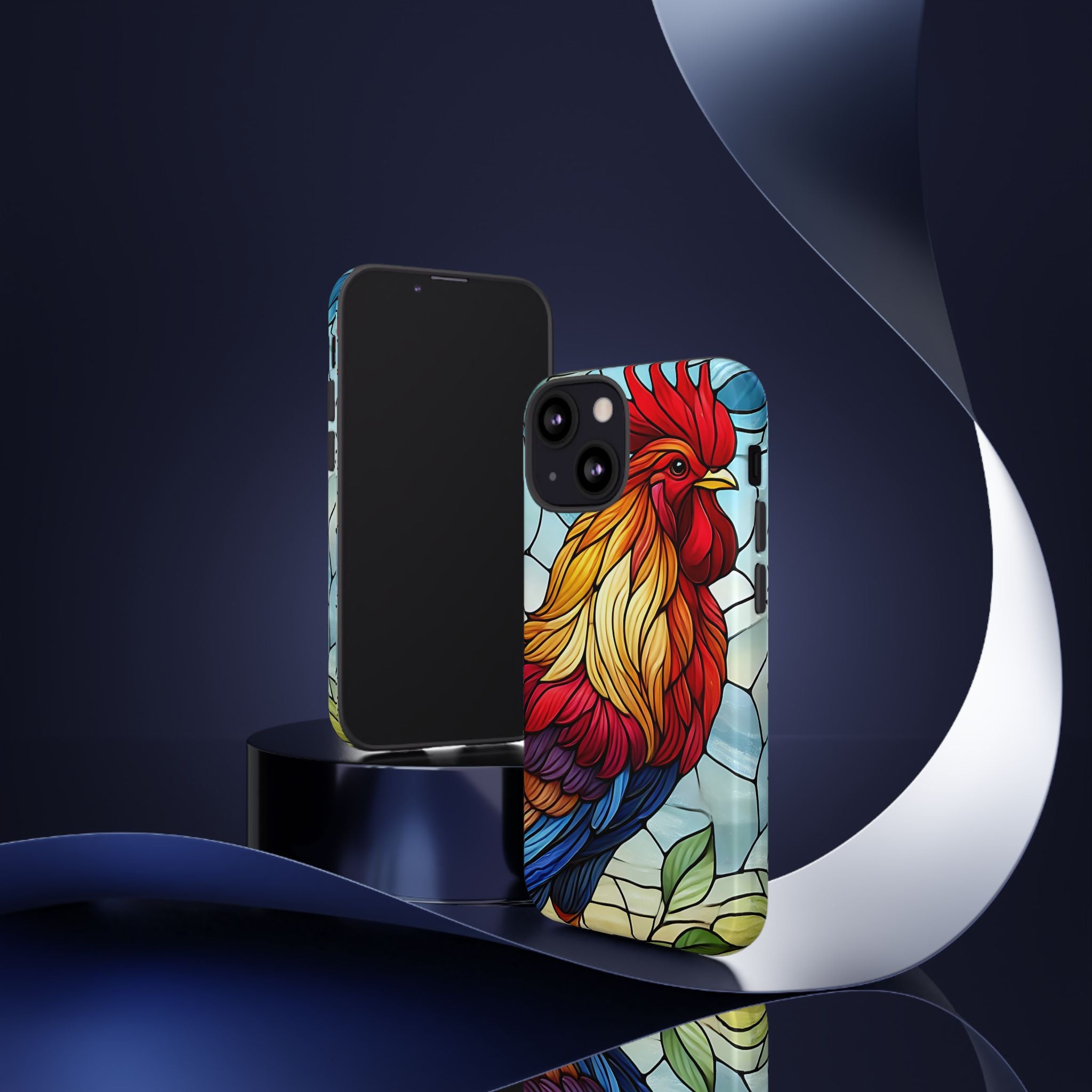 Colorful Stained Glass Rooster Android Case, Tough Protective Phone Cover, Farmhouse Decor Protective Phone Case, Unique Chicken Design