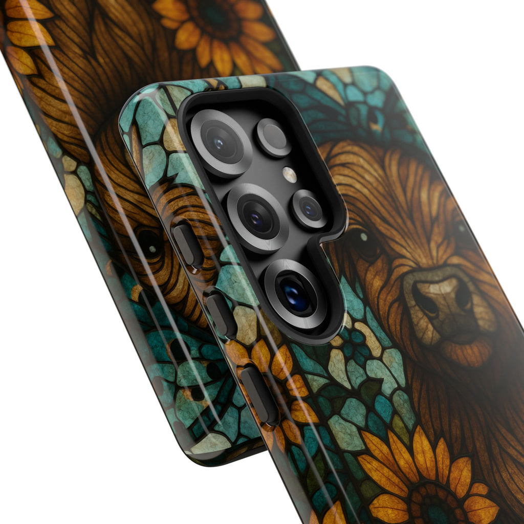 Stained Glass Baby Cow Phone Case – Sunflower Farmhouse Animal Design
