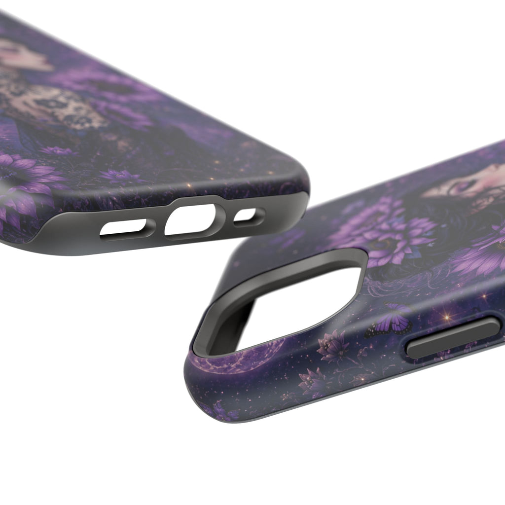 Gothic Floral Woman Phone Case – Dark Botanical MagSafe-Compatible Cover