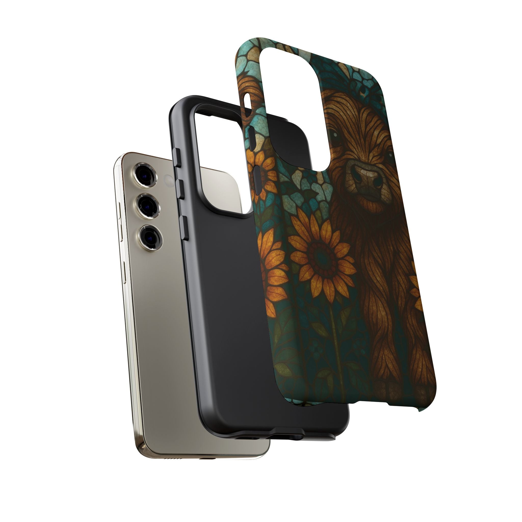 Stained Glass Baby Cow Phone Case – Sunflower Farmhouse Animal Design