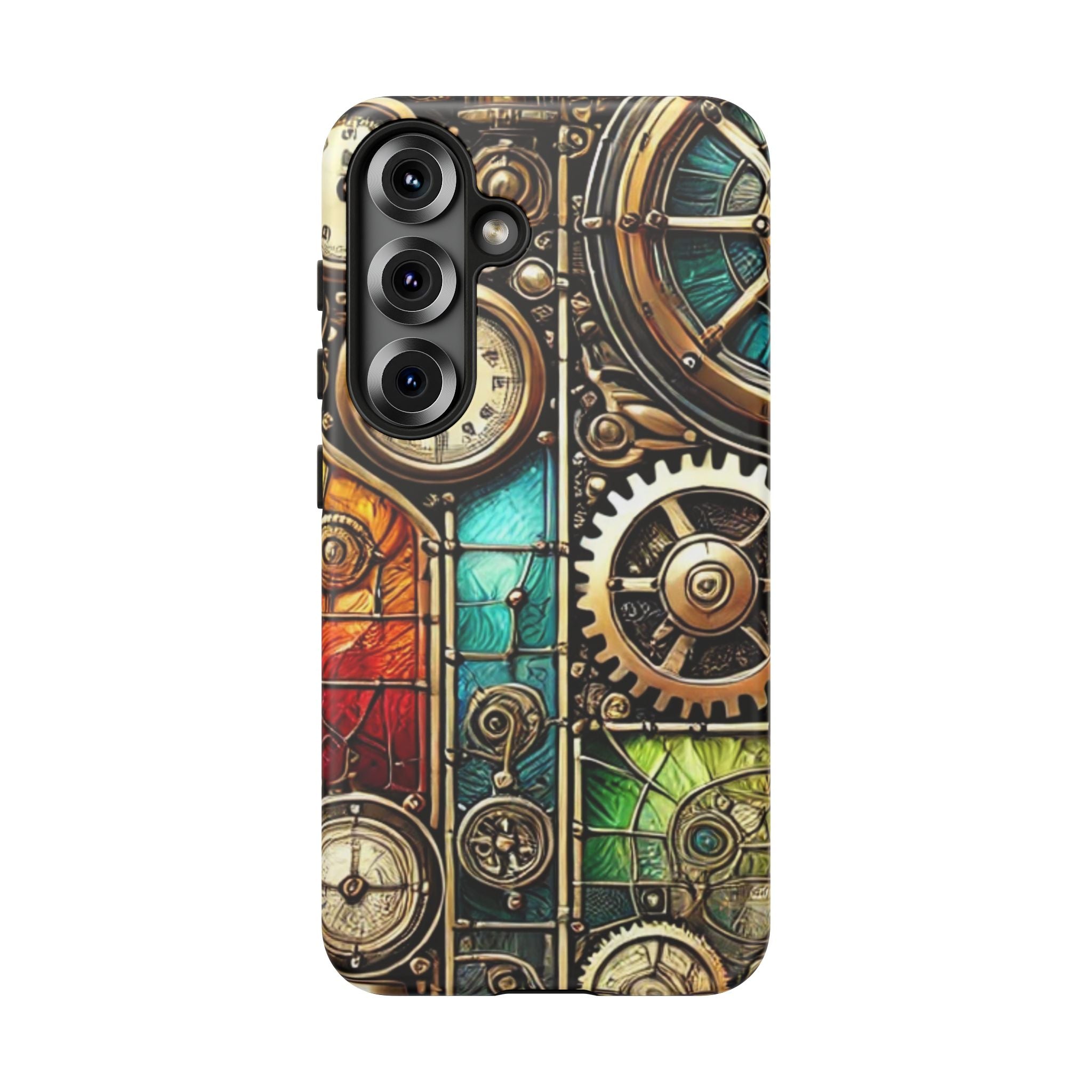 Steampunk Meets Stained Glass Android Case, Artistic Gear Design