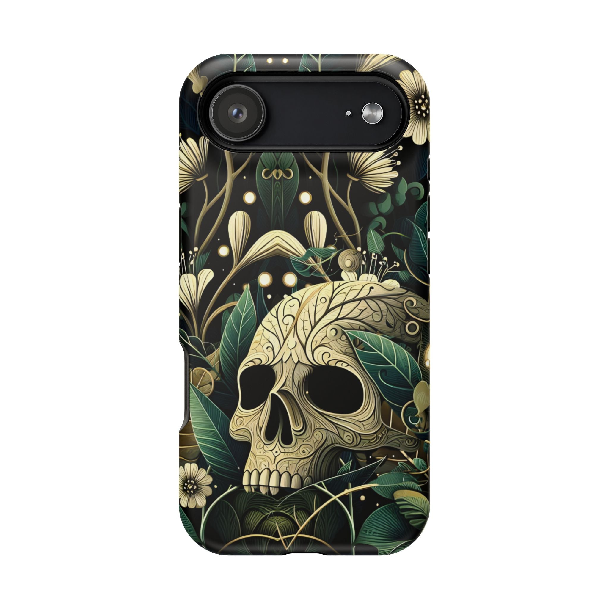 Floral Skull Phone Case – Botanical Gothic MagSafe-Compatible Cover