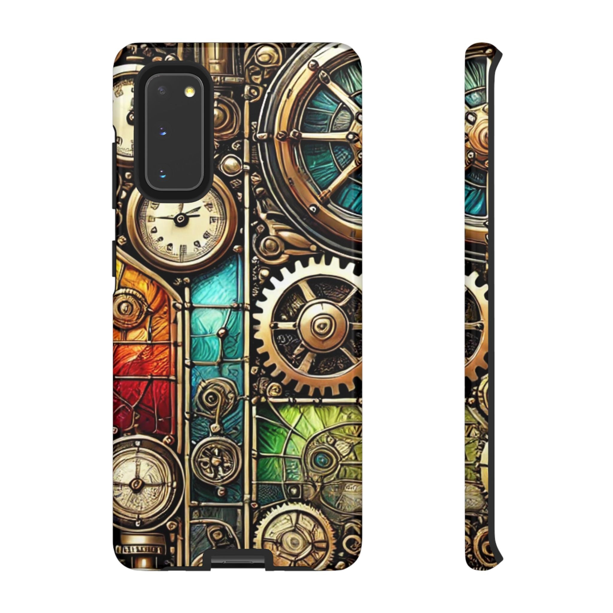 Steampunk Meets Stained Glass Android Case, Artistic Gear Design