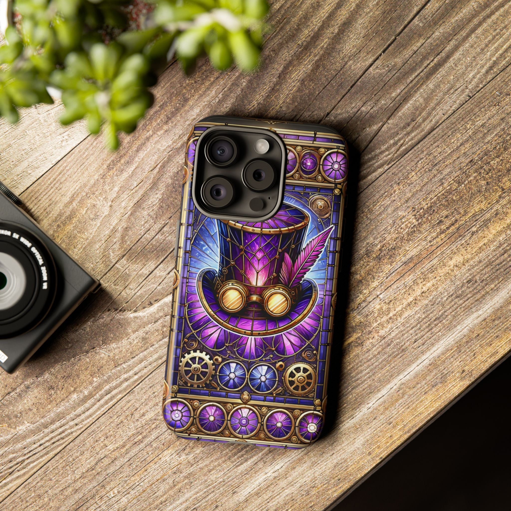 Stained Glass Steampunk iPhone Case – 3D Full-Wrap Protective Phone Cover With TPU Liner