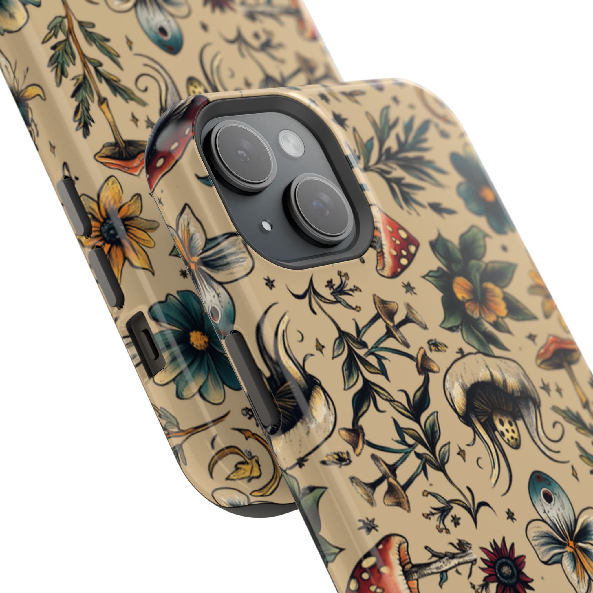 Vintage Botanical Mushroom Phone Case – MagSafe-Compatible Cover