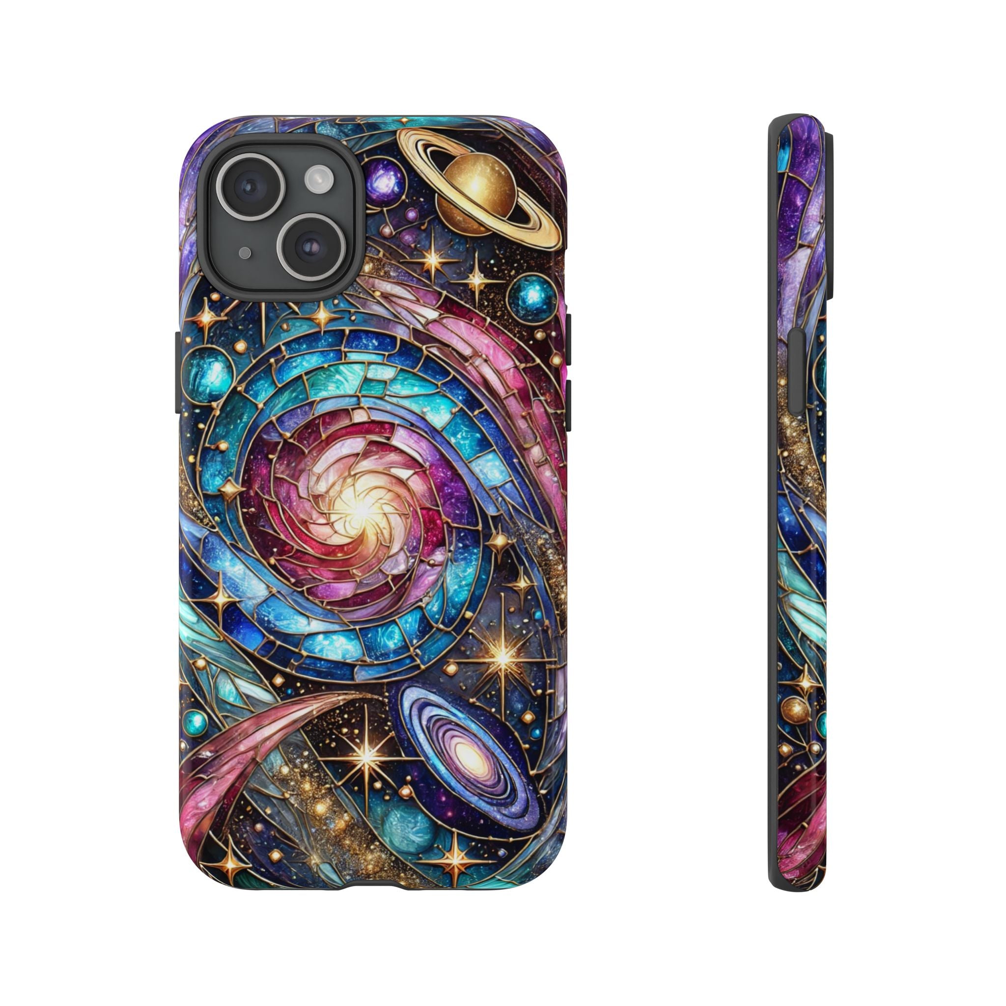 Galaxy Swirl Stained Glass Phone Case – Cosmic Celestial Cover