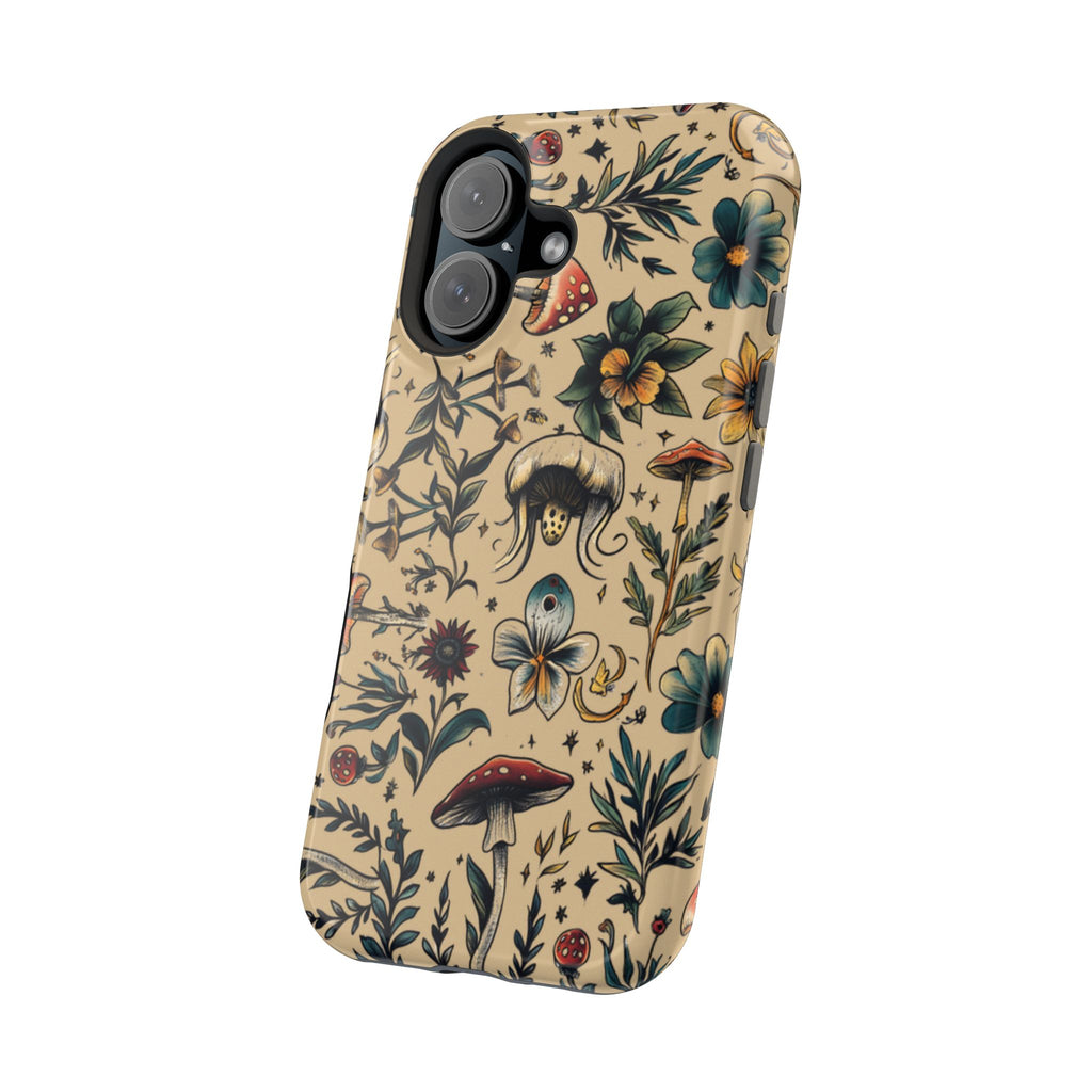 Vintage Botanical Mushroom Phone Case – MagSafe-Compatible Cover