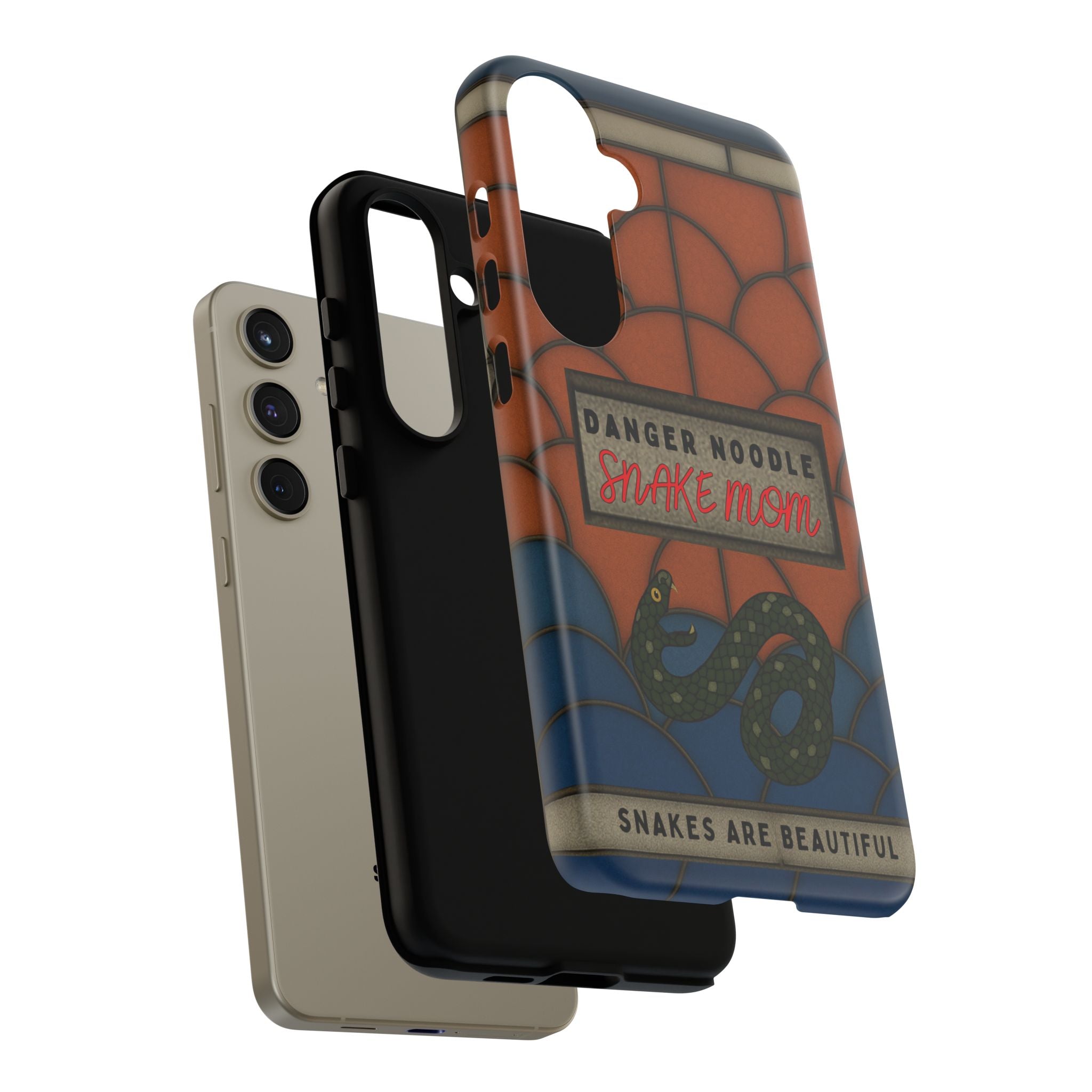 Danger Noodle Snake Mom Phone Case | Snakes Are Beautiful |Stained Glass Snake Art | Funny Snake Lover Gift |  Reptile Mom Phone Cover