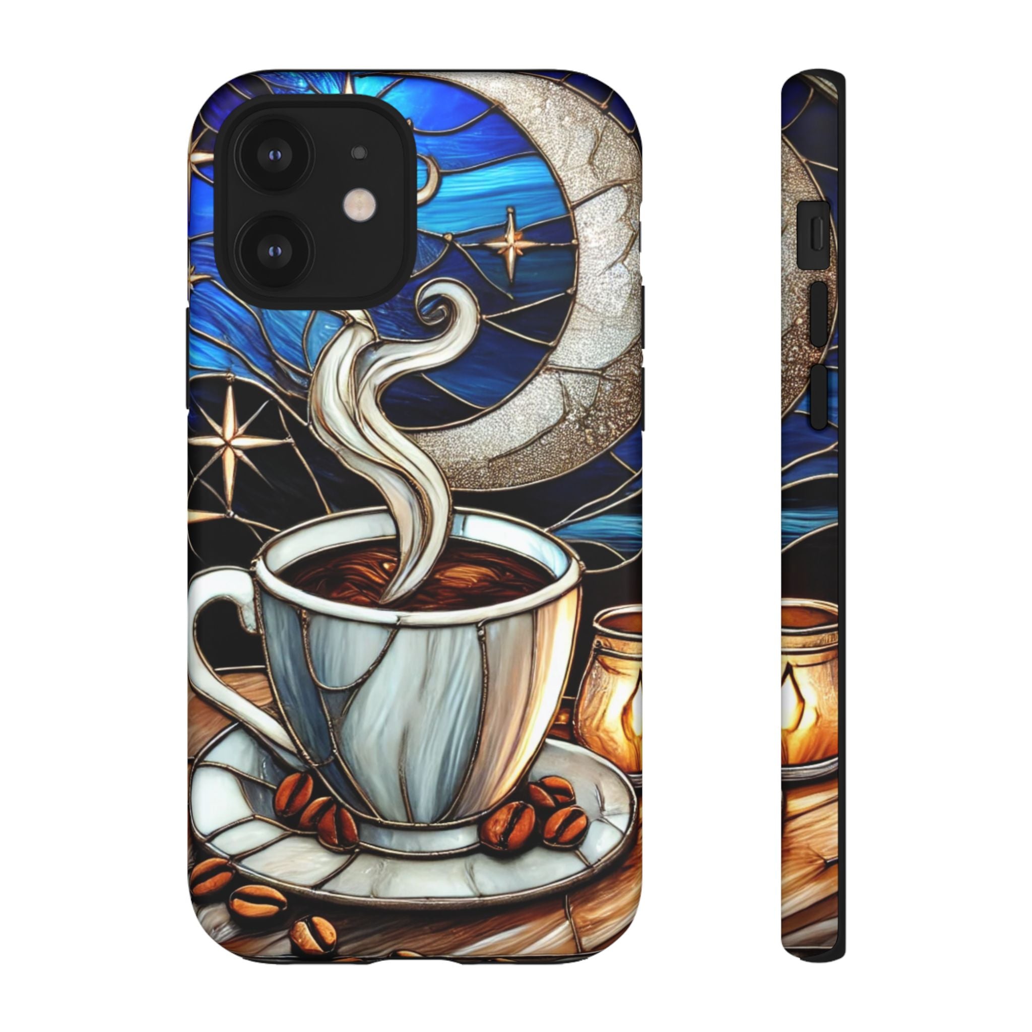 Stained Glass Coffee Phone Case – Cozy Artistic Design for Coffee Lovers