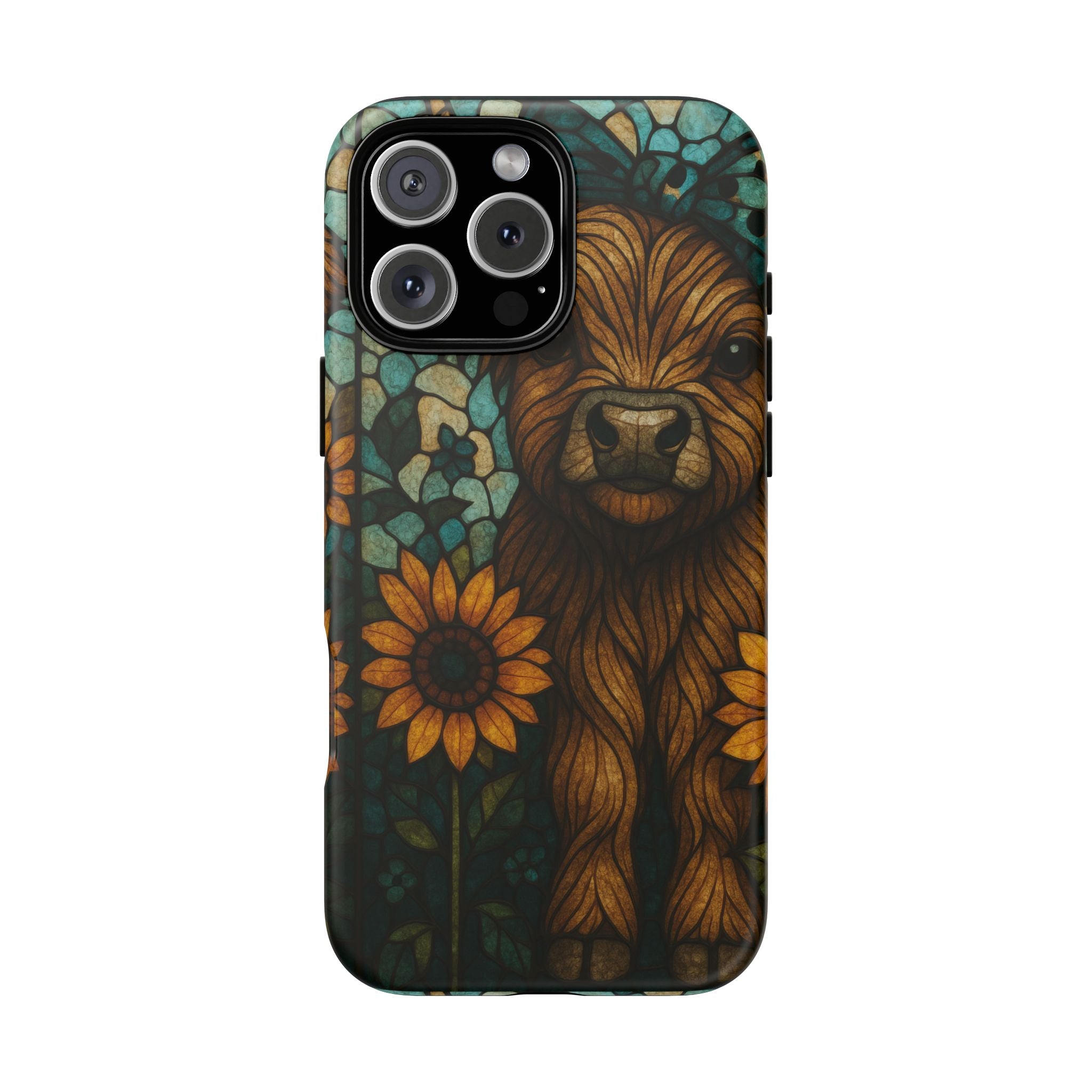 Stained Glass Baby Cow Phone Case – Sunflower Farmhouse Animal Design