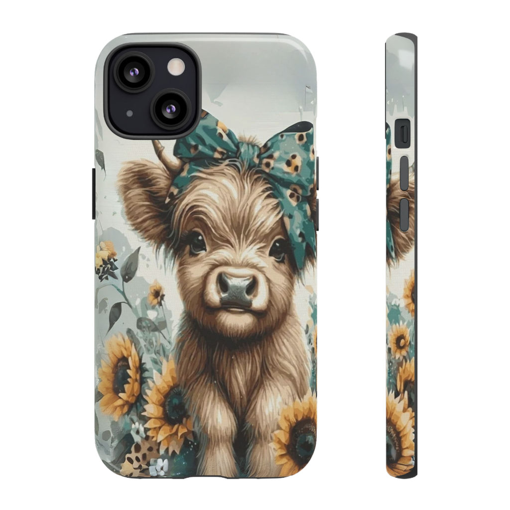 Adorable Cow Phone Case – Floral Farmhouse Design, Cute Animal Lover Gift
