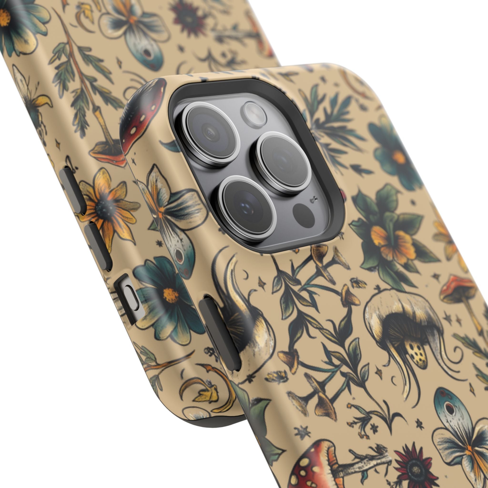 Vintage Botanical Mushroom Phone Case – MagSafe-Compatible Cover