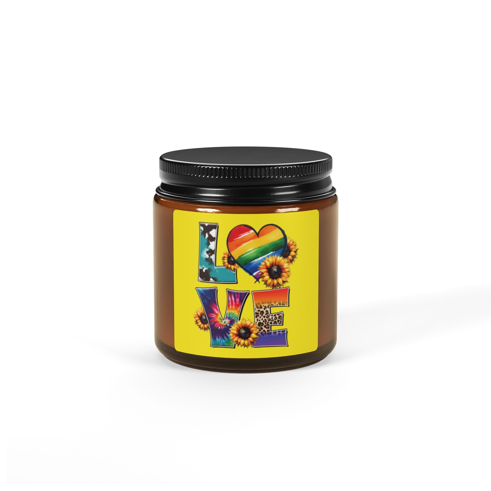 Colorful LGBTQ+ Rainbow Heart Love Scented Soy Candle, Wedding Anniversary Gift From Family, Inclusive Pride Statement Candle, Gay Grad Gift