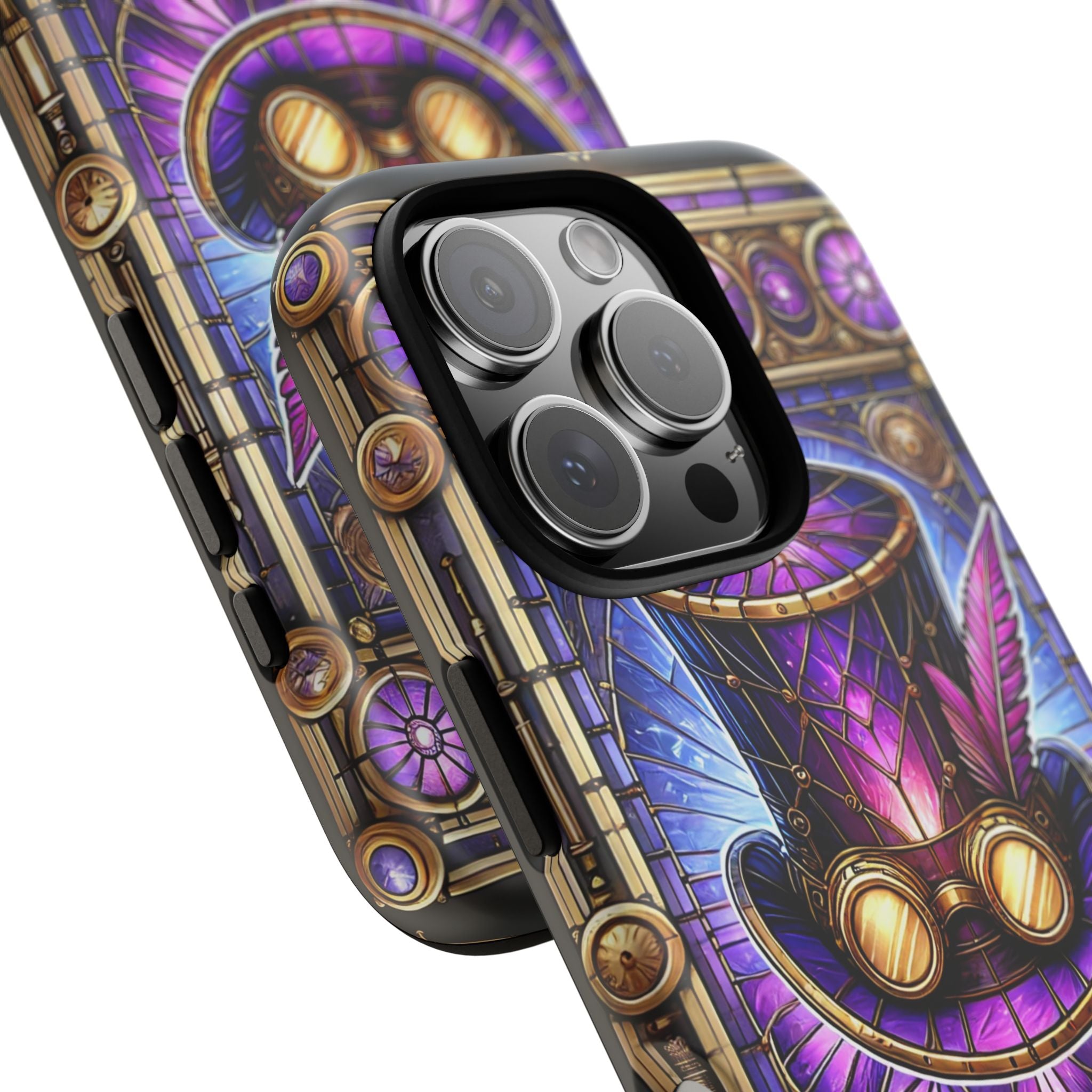 Stained Glass Steampunk iPhone Case – 3D Full-Wrap Protective Phone Cover With TPU Liner