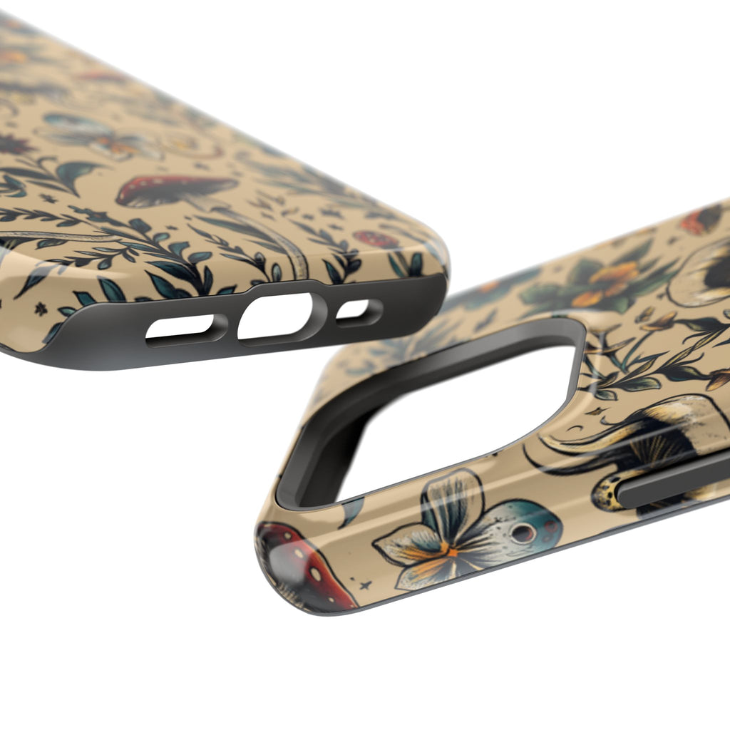 Vintage Botanical Mushroom Phone Case – MagSafe-Compatible Cover