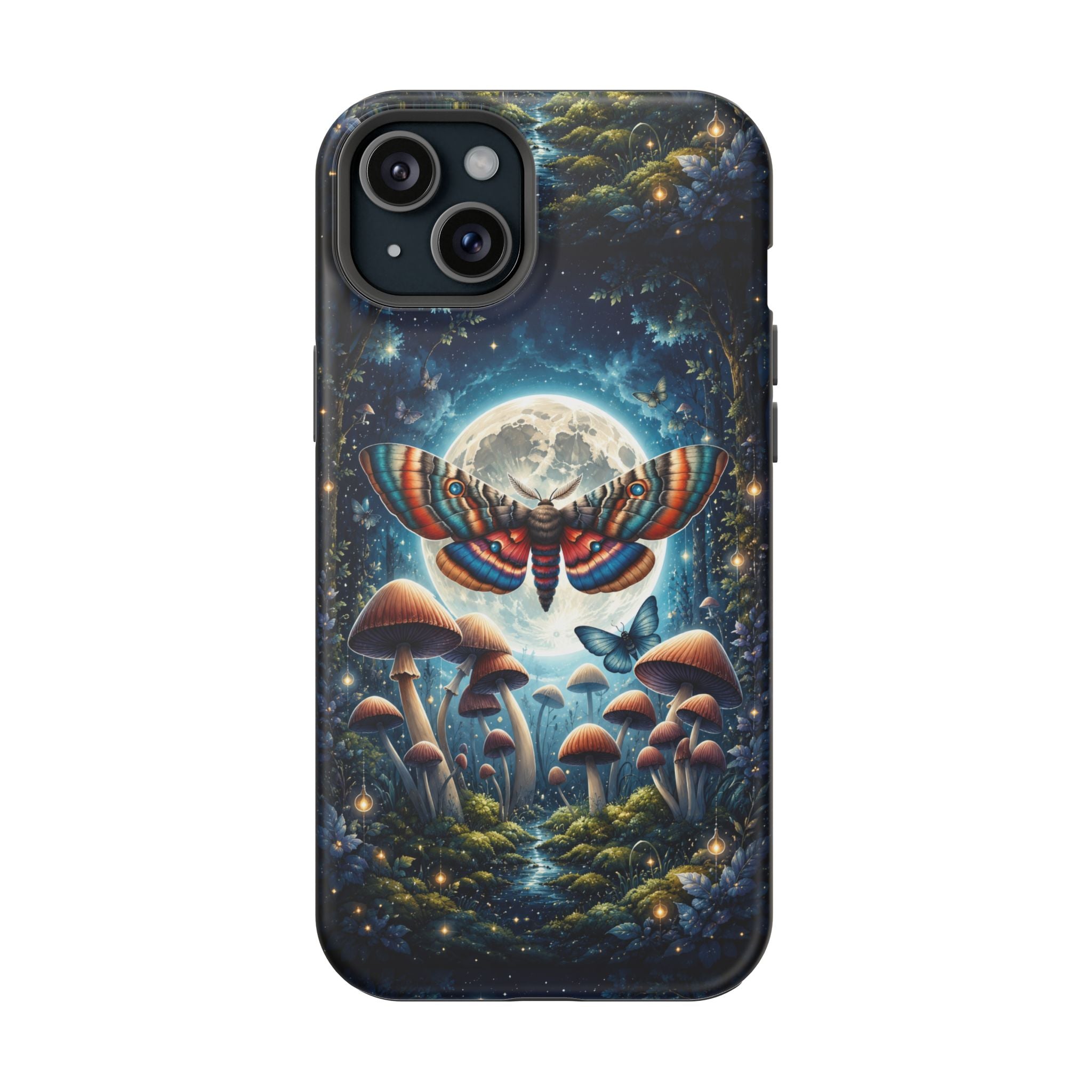 Mystic Moth Moon Phone Case – Whimsical MagSafe-Compatible Cover