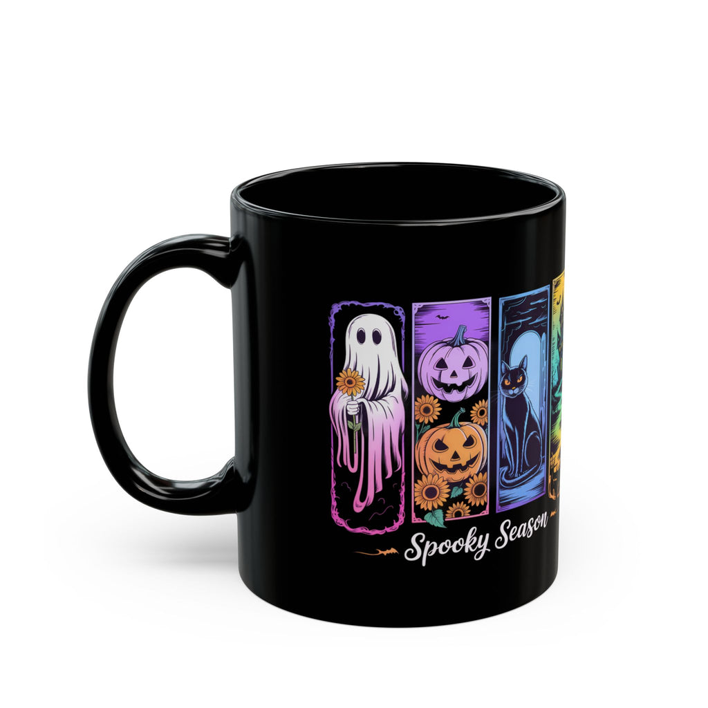Black Brush Stroke Halloween Coffee Mug, Spooky Season Ghost Coffee Cup