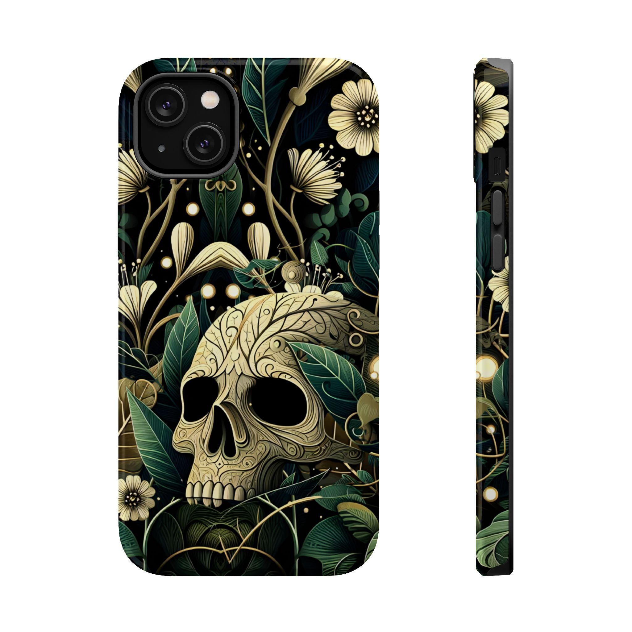Floral Skull Phone Case – Botanical Gothic MagSafe-Compatible Cover