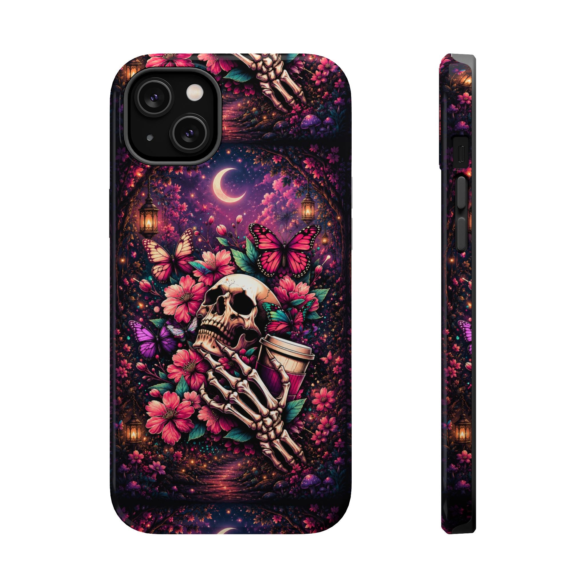 Skull & Butterflies Phone Case – Gothic Floral MagSafe-Compatible Case