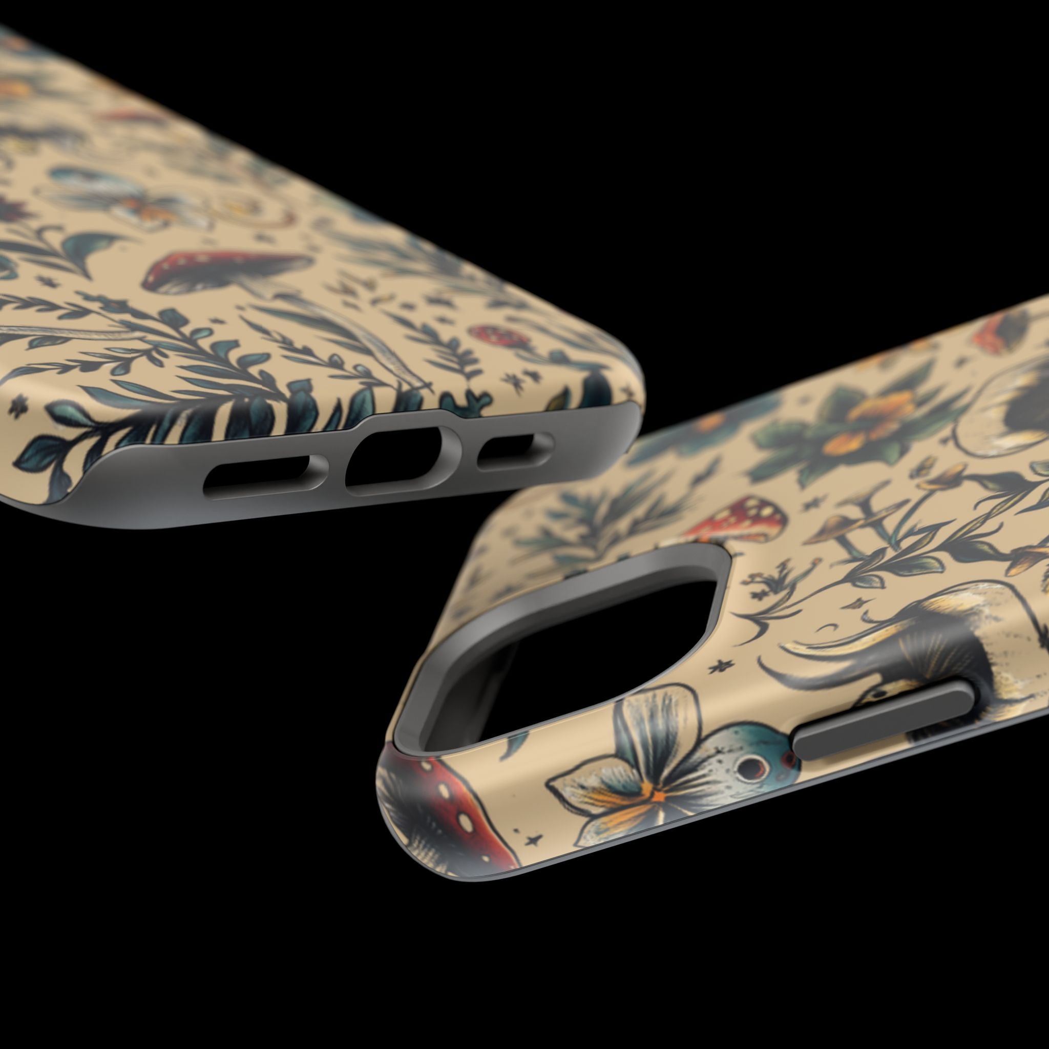 Vintage Botanical Mushroom Phone Case – MagSafe-Compatible Cover