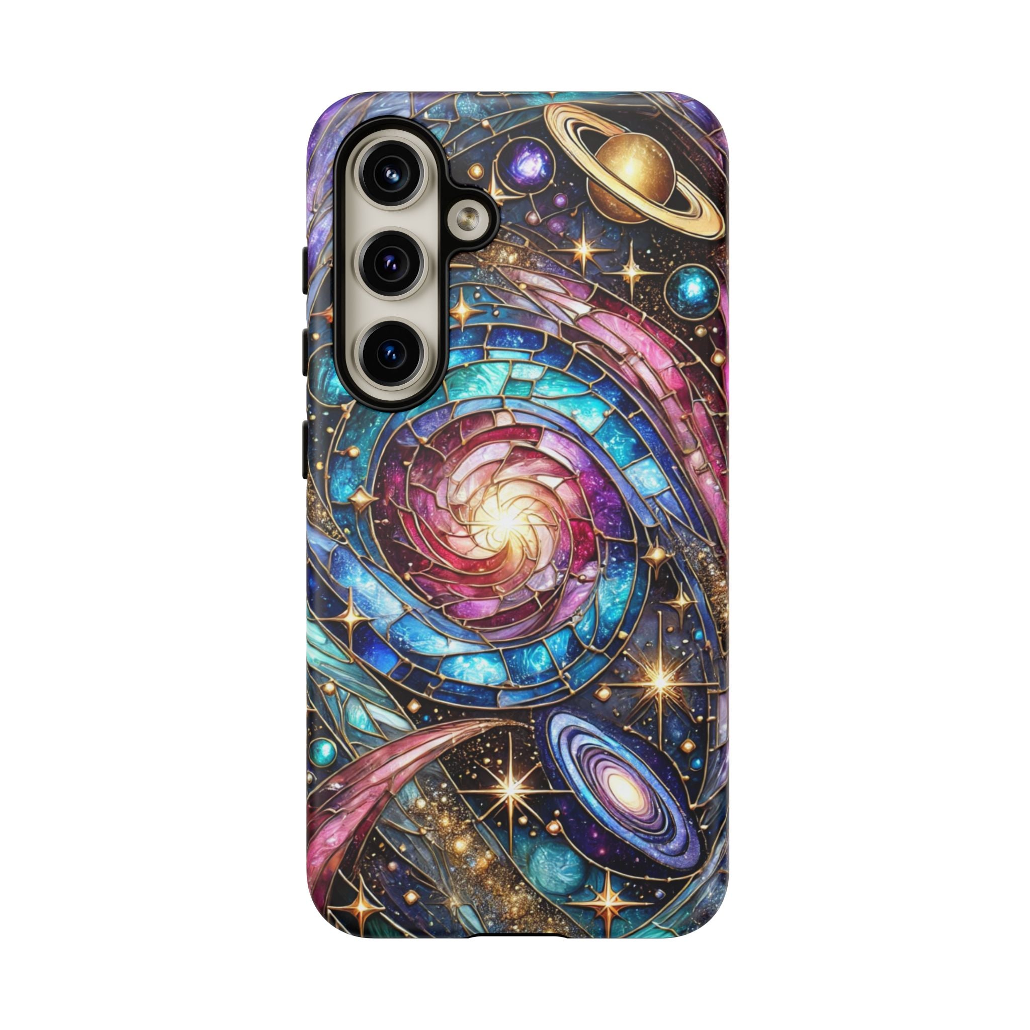Stained Glass Celestial Android Phone Case – 3D Galaxy Full-Wrap Protective Cover with TPU Liner