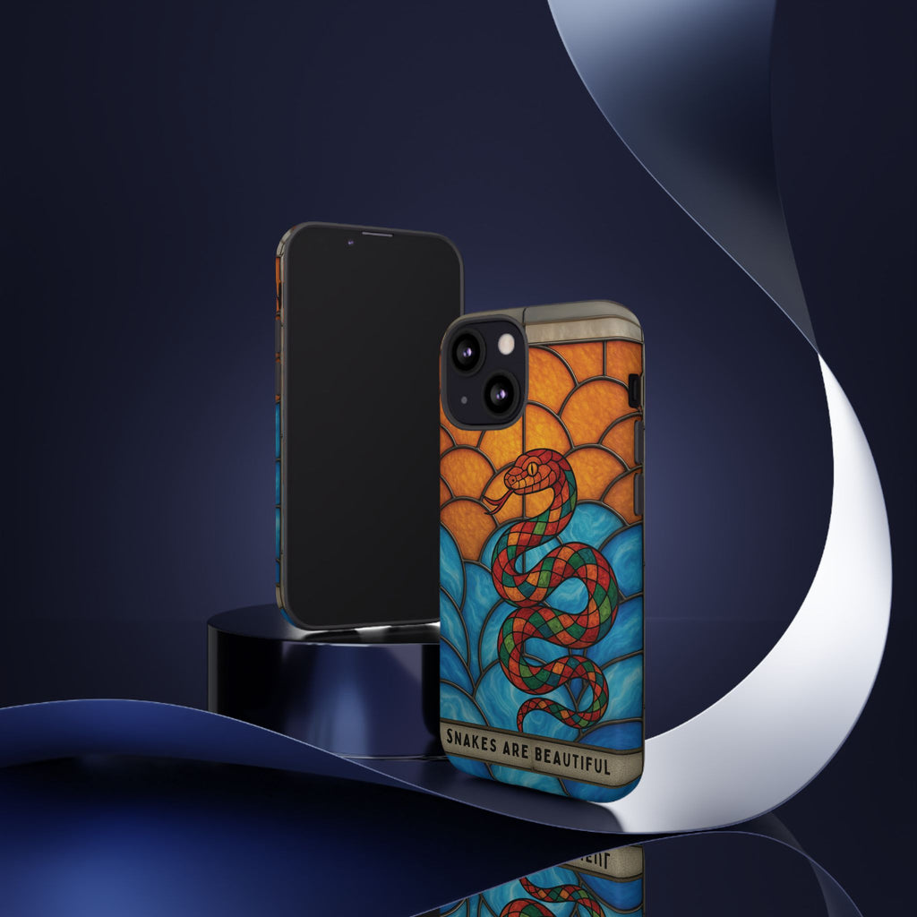 Snakes Are Beautiful Stained Glass Phone Case, Colorful Reptile Design Phone Cover, Nature Lovers Reptile Phone Case, Danger Noodle Case