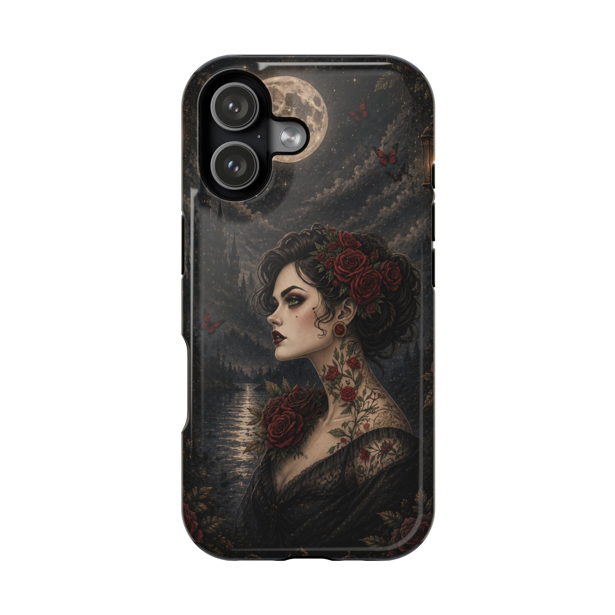 Gothic Rose Portrait Phone Case – Dark Romance MagSafe-Compatible Cover