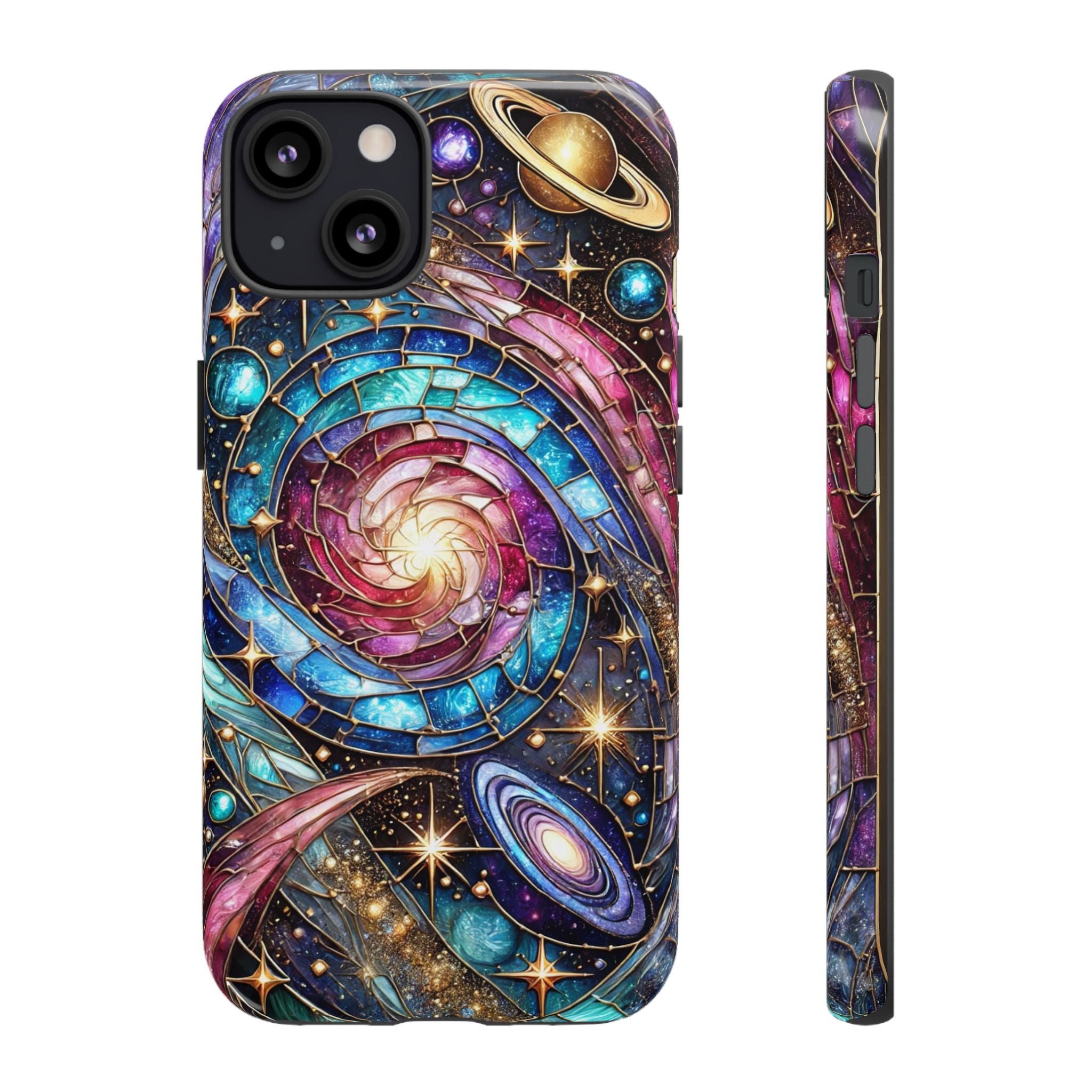 Galaxy Swirl Stained Glass Phone Case – Cosmic Celestial Cover
