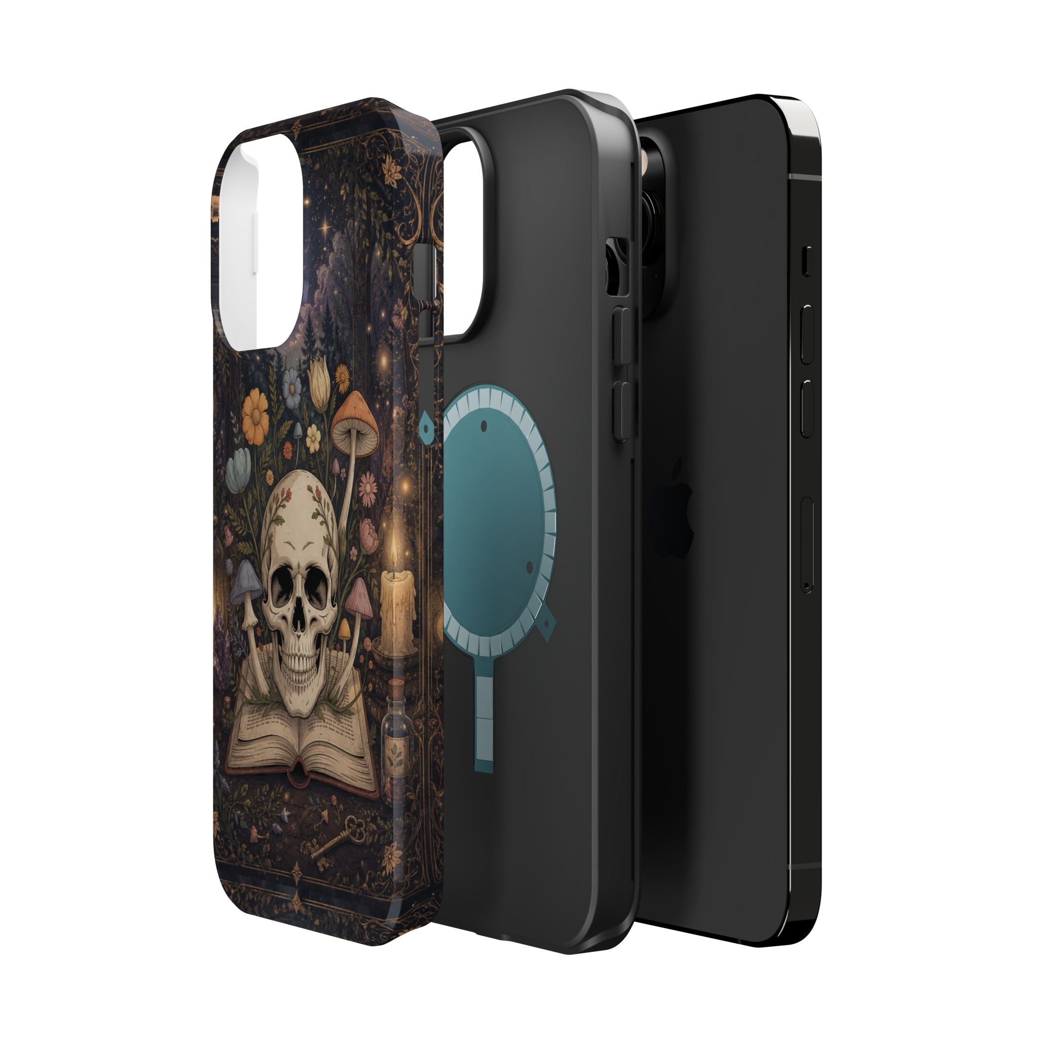 Skull & Mushroom Phone Case – Gothic MagSafe-Compatible Impact-Resistant Case