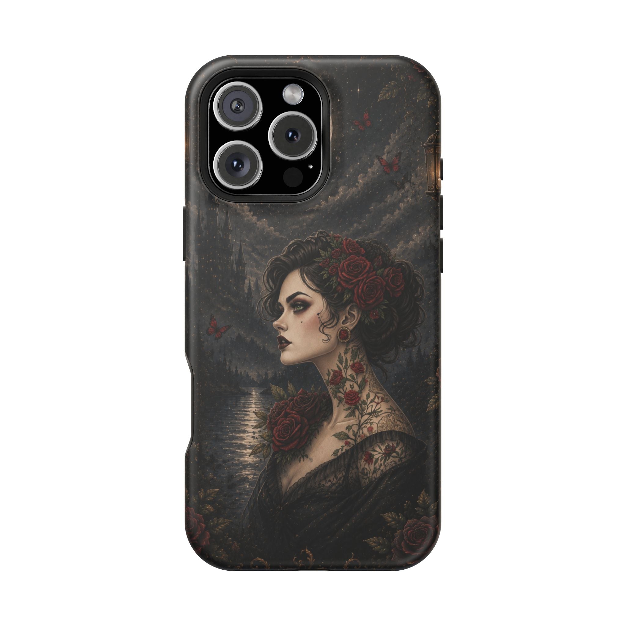 Gothic Rose Portrait Phone Case – Dark Romance MagSafe-Compatible Cover