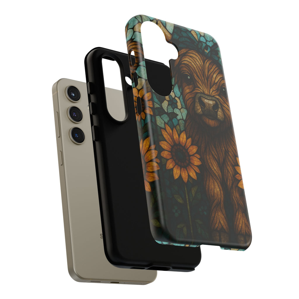 Stained Glass Baby Cow Phone Case – Sunflower Farmhouse Animal Design