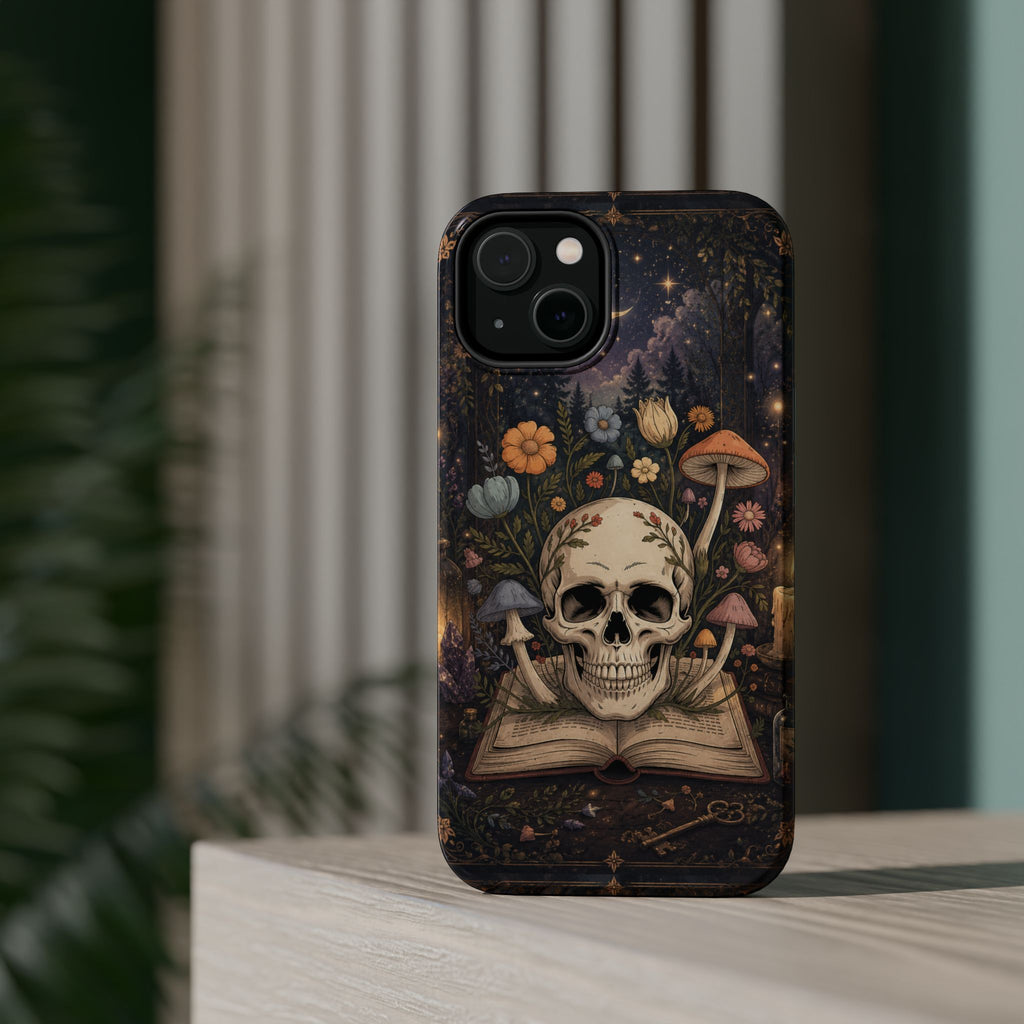Skull & Mushroom Phone Case – Gothic MagSafe-Compatible Impact-Resistant Case