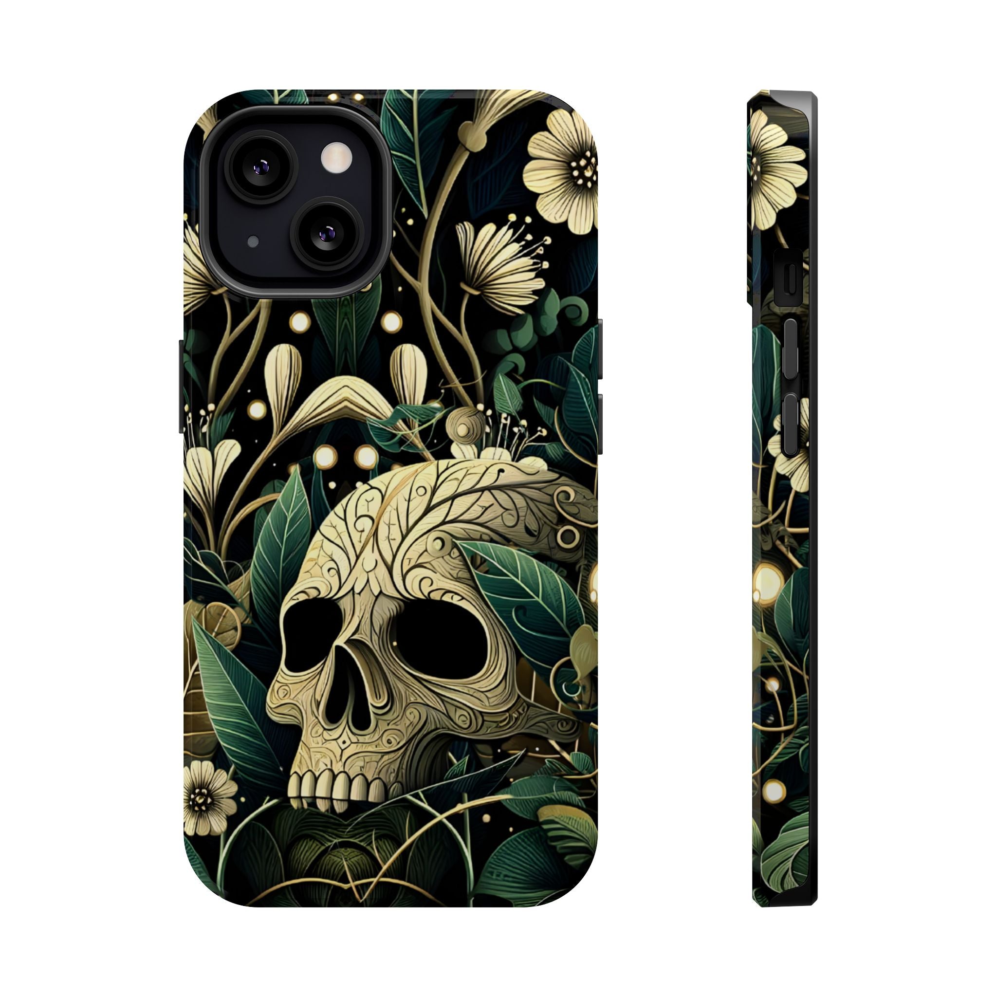 Floral Skull Phone Case – Botanical Gothic MagSafe-Compatible Cover