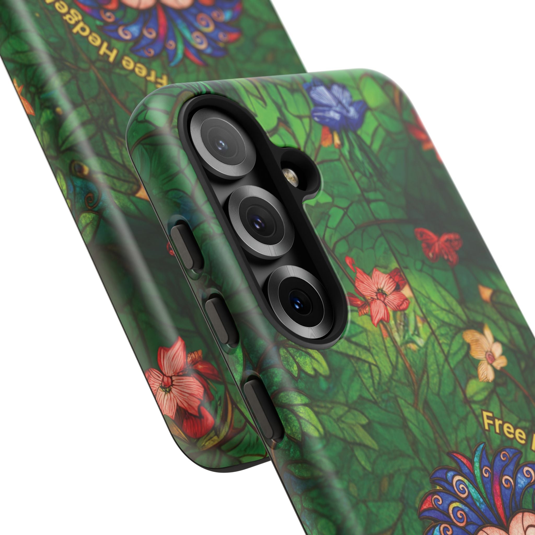 Stained Glass Hedgehog Phone Case – "Free Hedgehugs" Floral Design