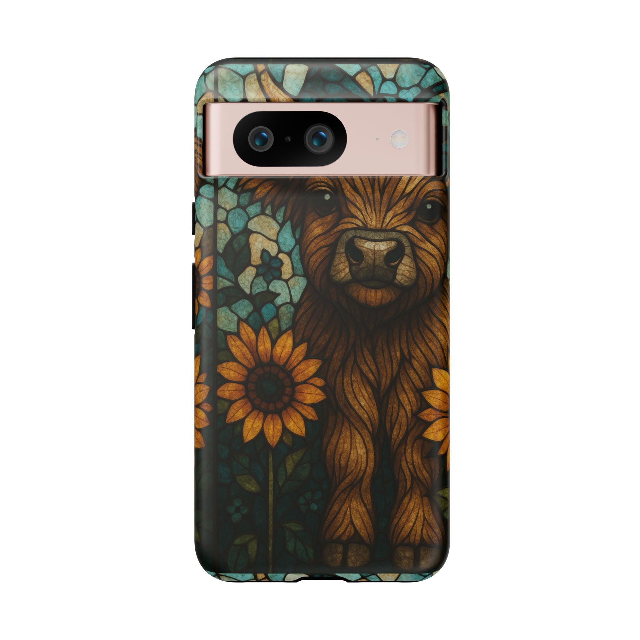 Stained Glass Baby Cow Phone Case – Sunflower Farmhouse Animal Design