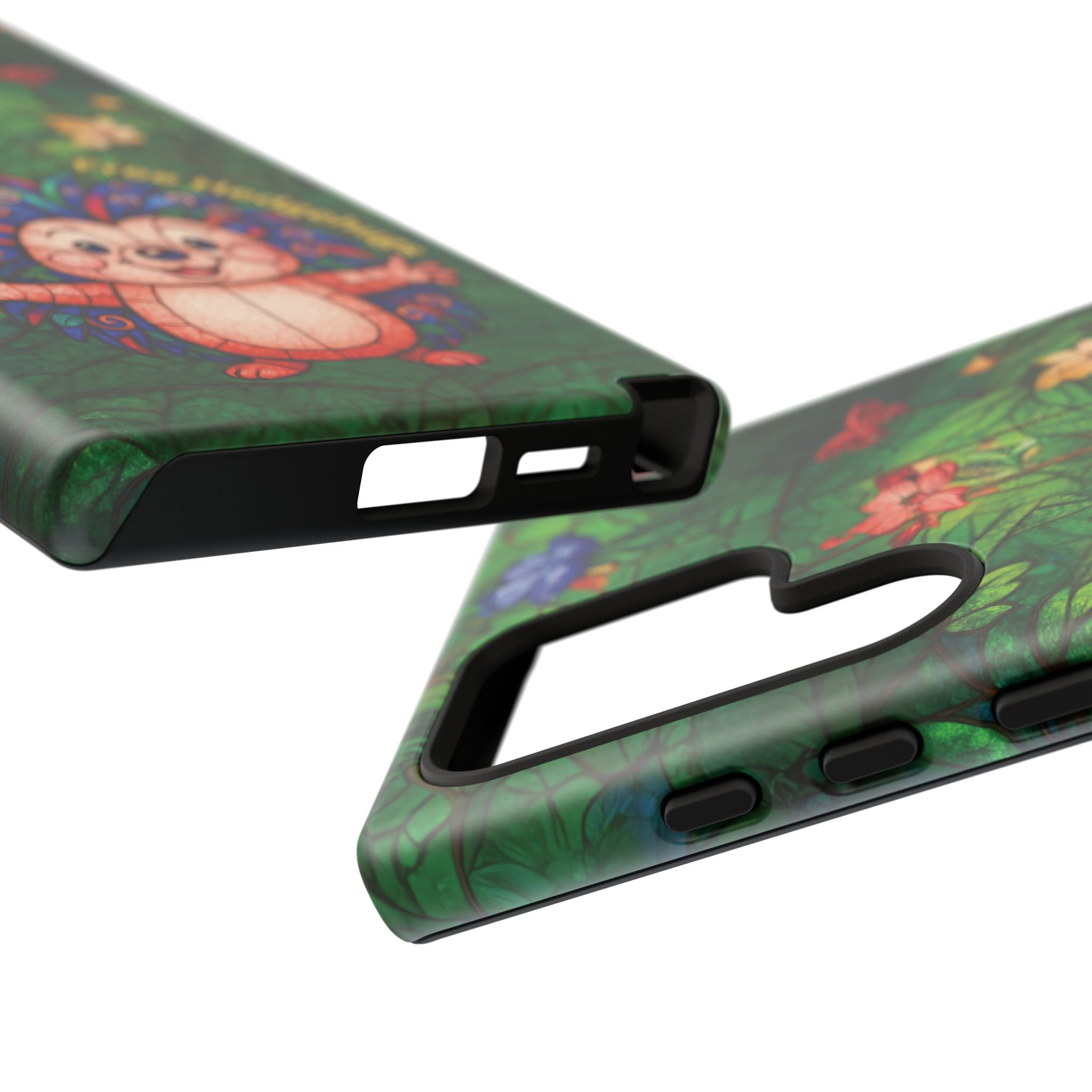 Stained Glass Hedgehog Phone Case – "Free Hedgehugs" Floral Design