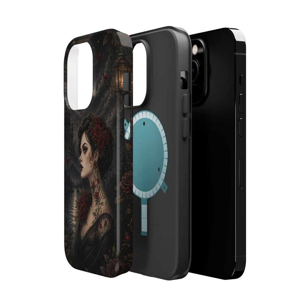 Gothic Rose Portrait Phone Case – Dark Romance MagSafe-Compatible Cover