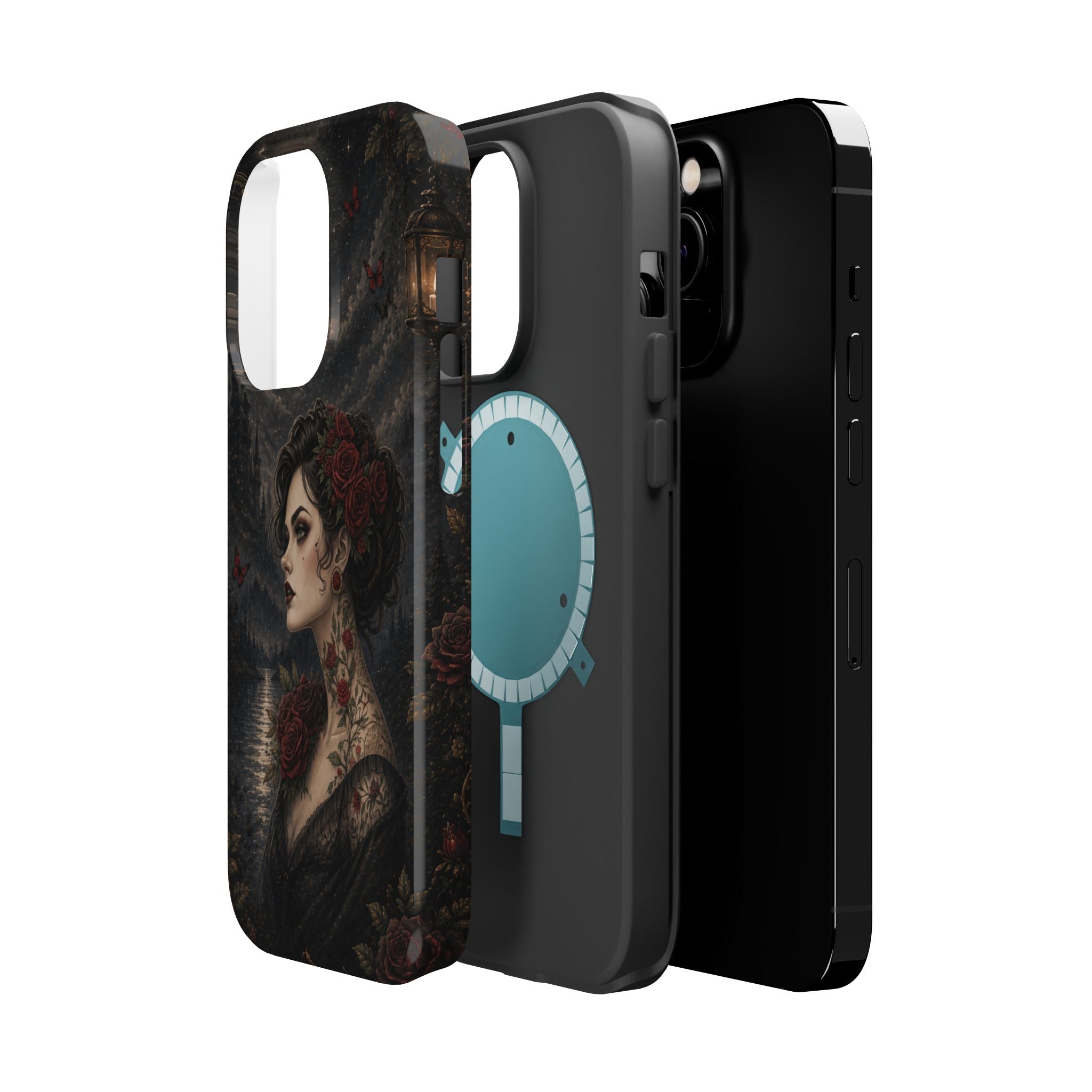 Gothic Rose Portrait Phone Case – Dark Romance MagSafe-Compatible Cover